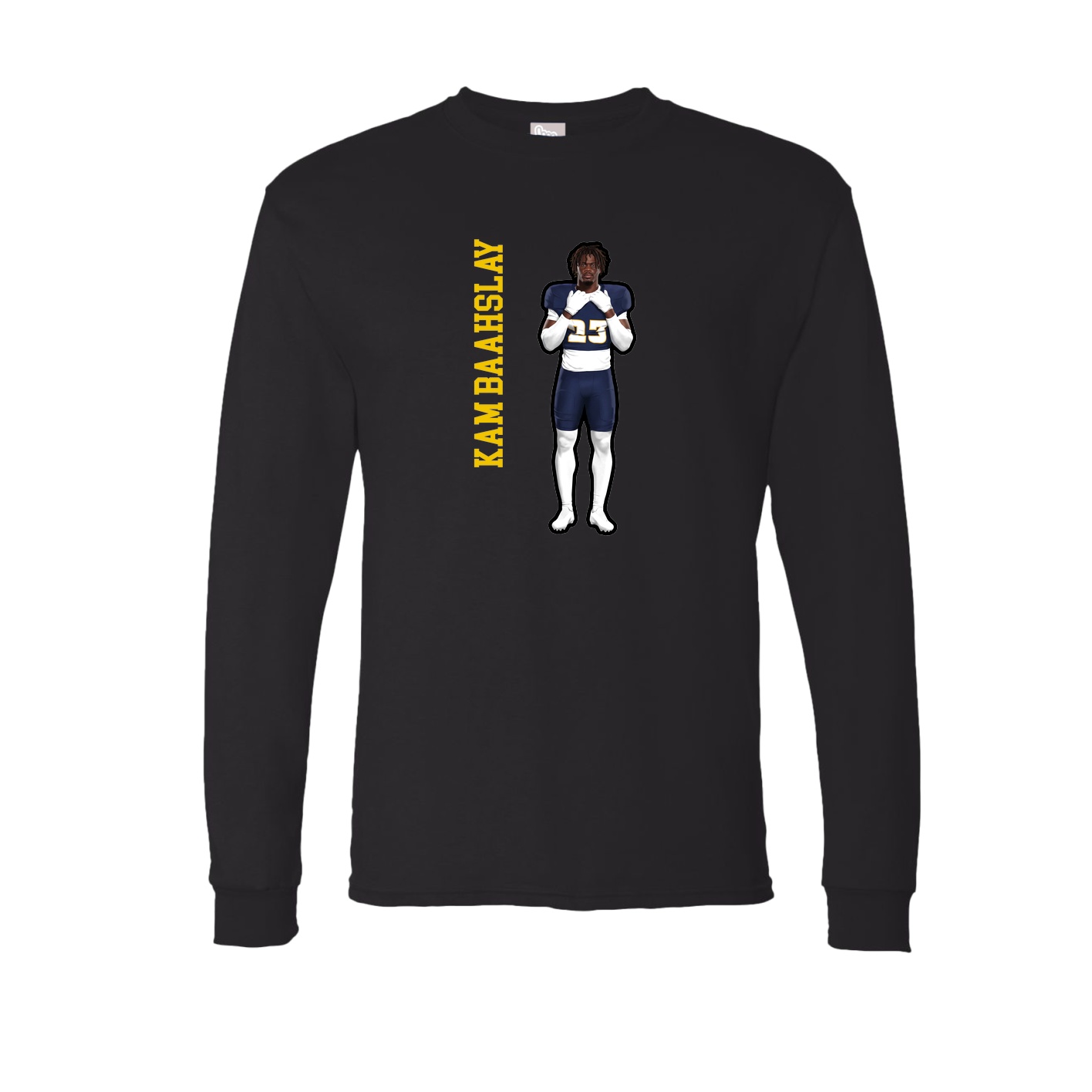 Long Sleeve Tee — Name Vertical in Black