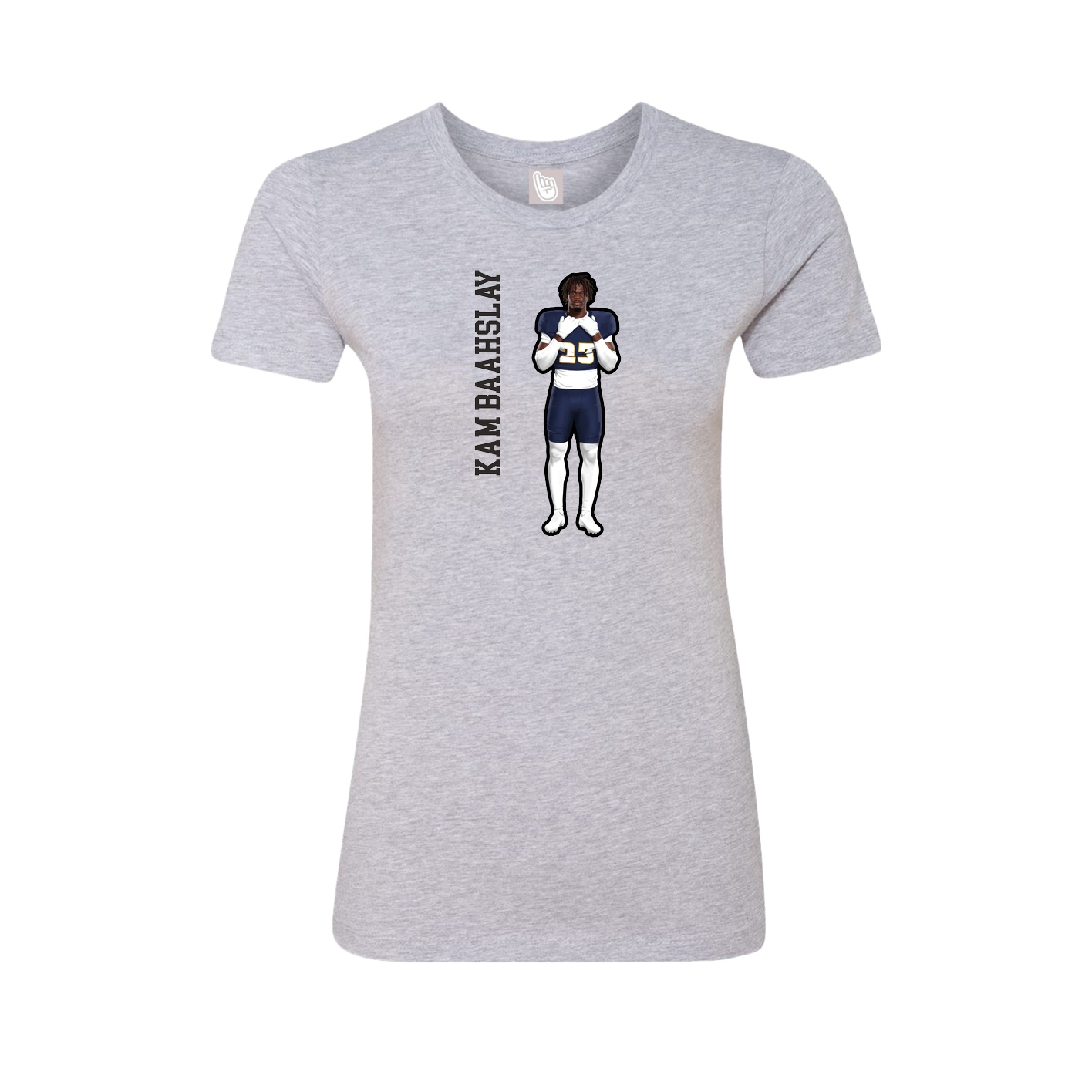 Fitted Women's Tee — Name Vertical in Grey