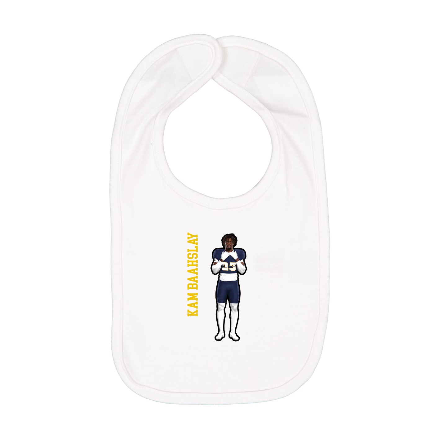 Infant Bib — Name Vertical in White