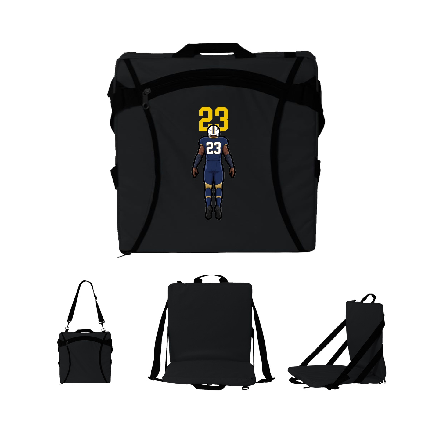 Folding Stadium Seat — Number Top in Black