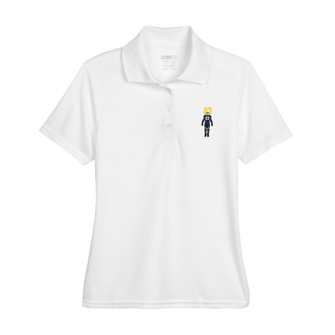 Womens Performance Polo — Number Top in White