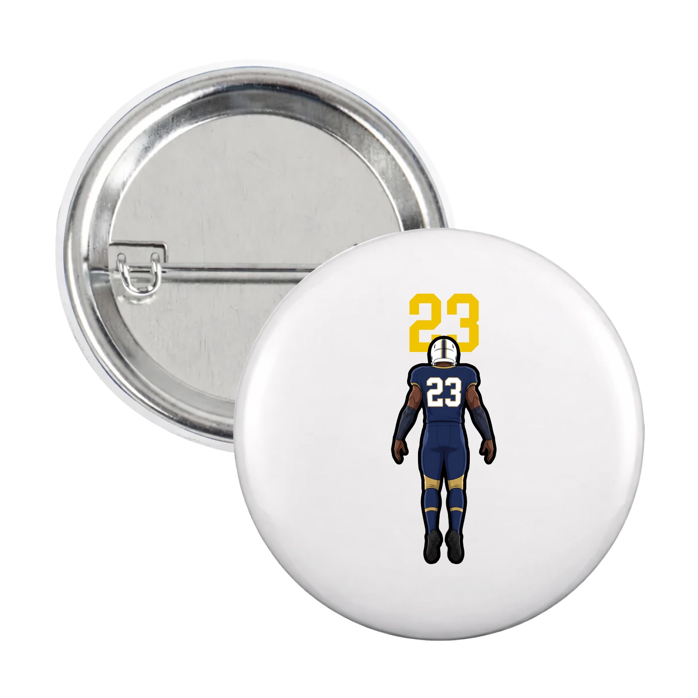 Game Day Button — Number Top in White