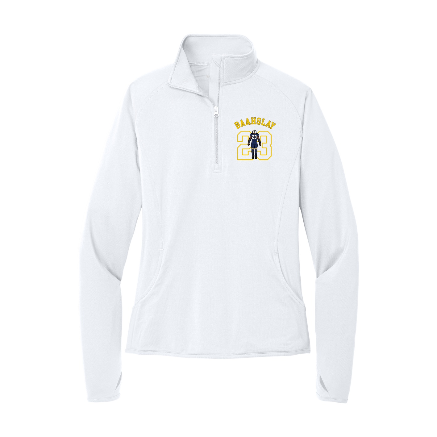 Women's Q-Zip Pullover — Shirsey Arch in White