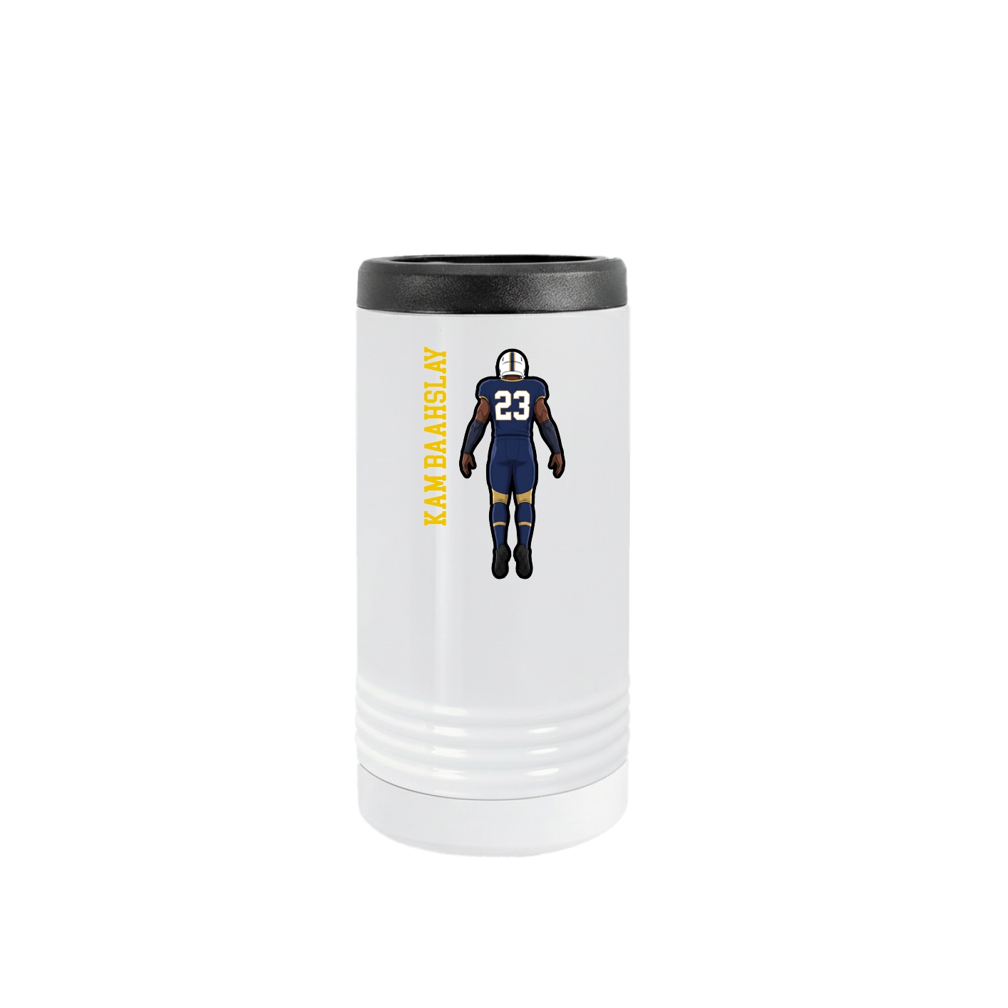 Slim Beverage Holder — Name Vertical in White