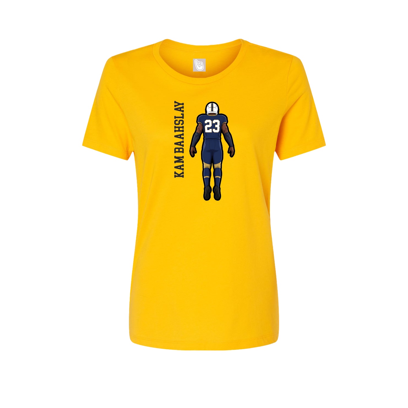 Womens Tee — Name Vertical in Gold