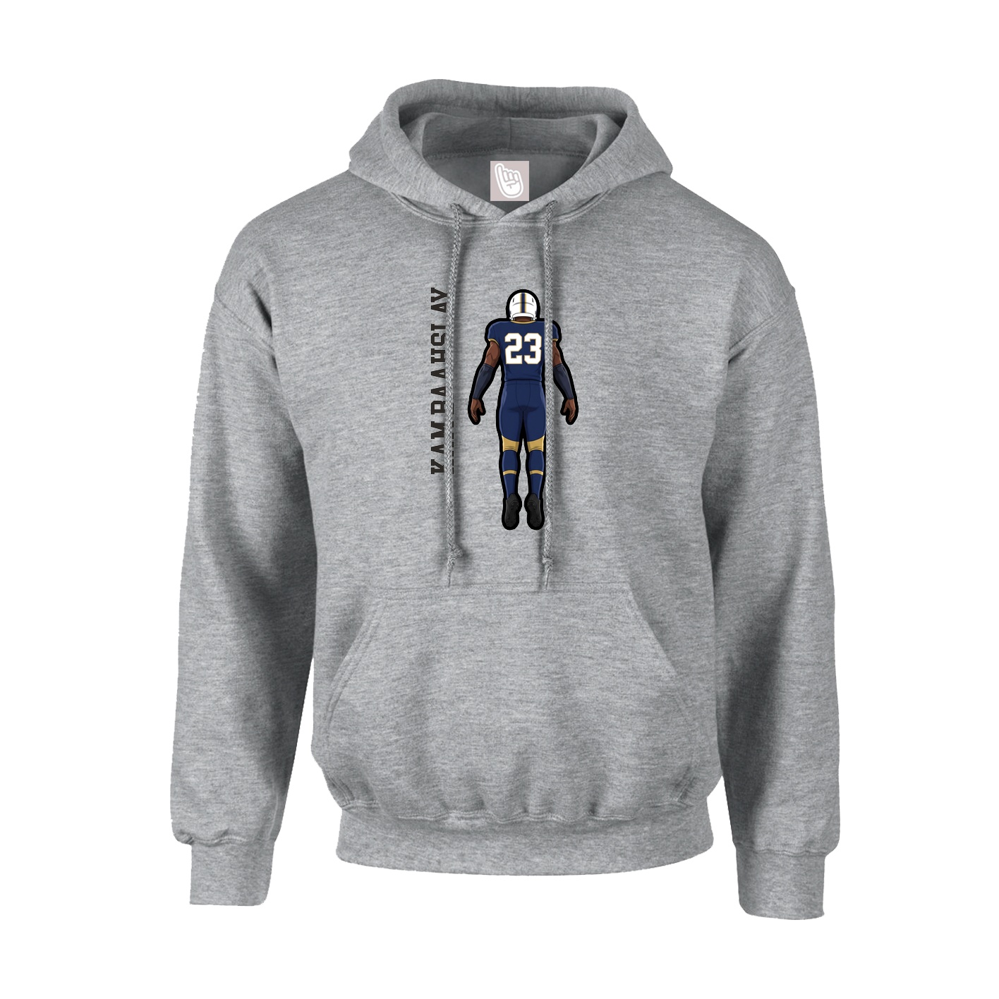 Youth Hoodie — Name Vertical in Grey