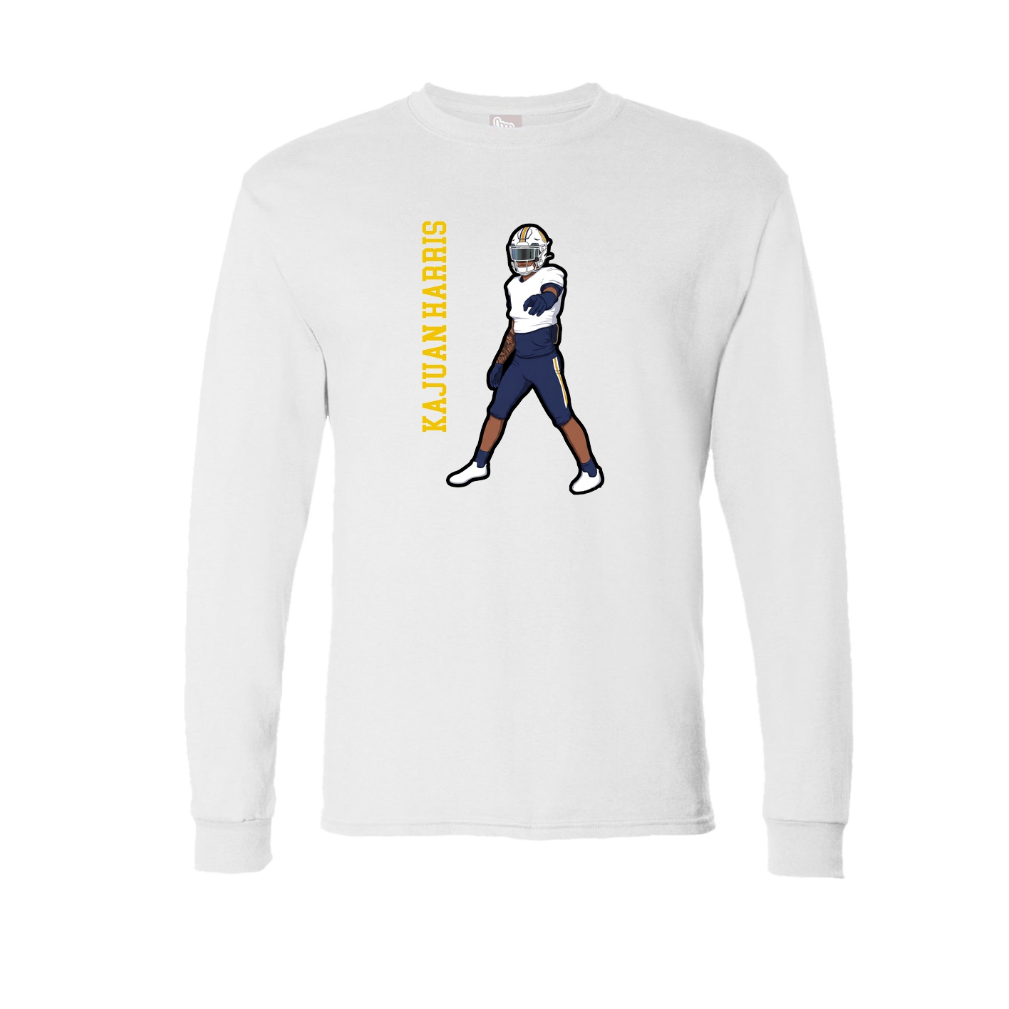 Long Sleeve Tee — Name Vertical in White