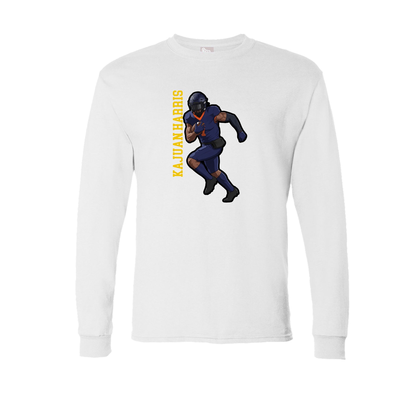 Long Sleeve Tee — Name Vertical in White
