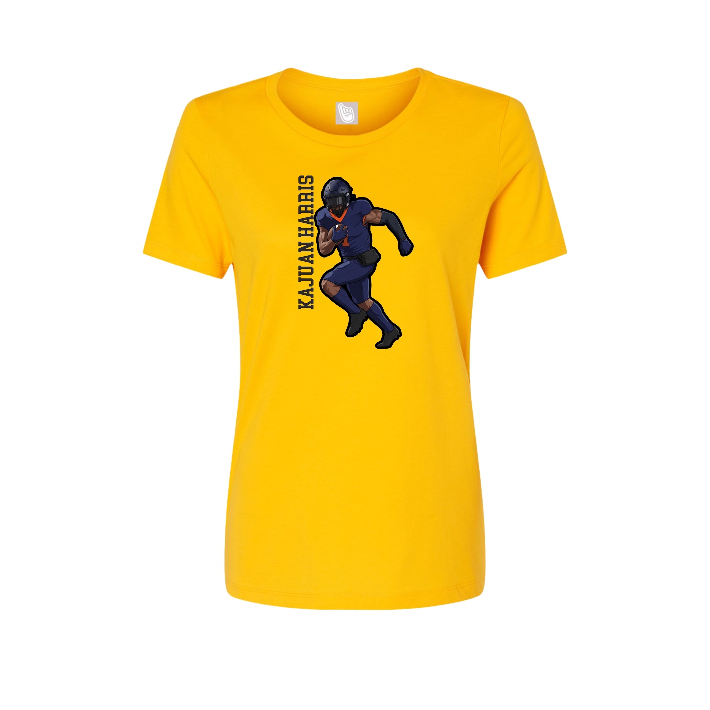 Womens Tee — Name Vertical in Gold