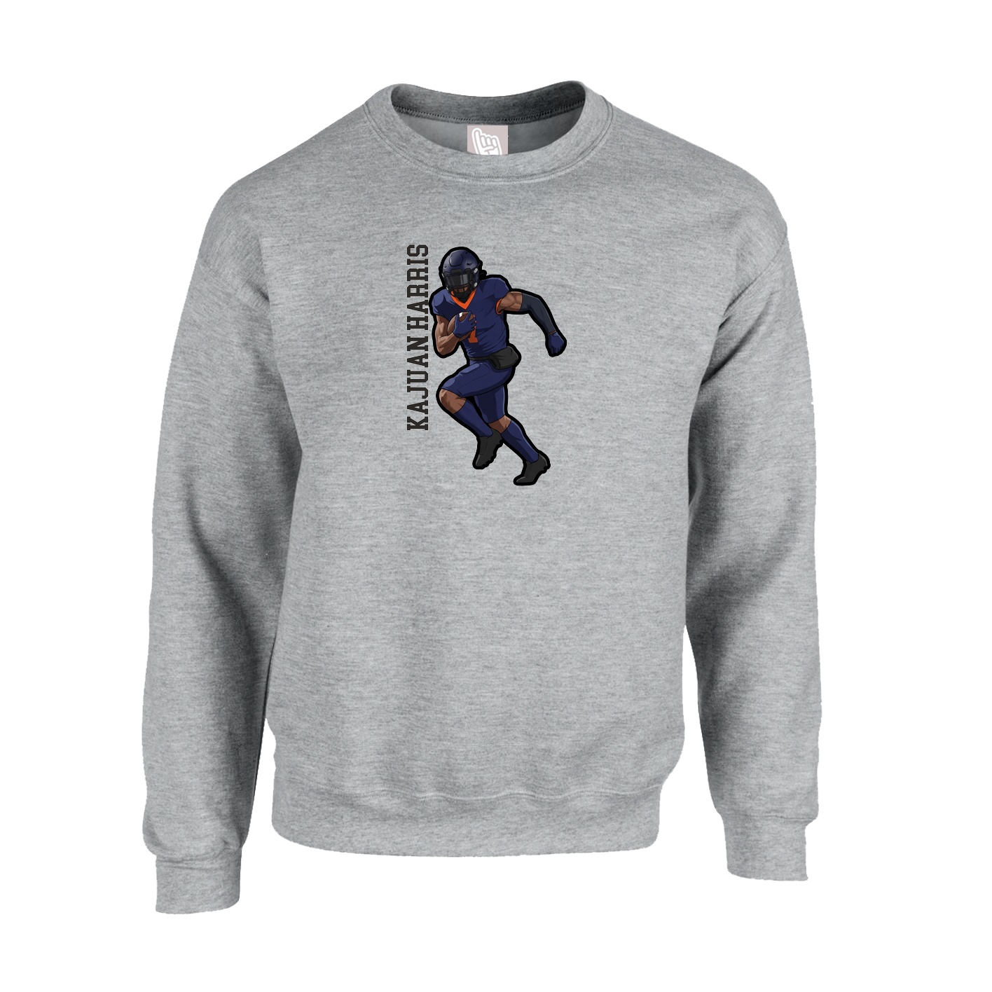 Fleece Crew — Name Vertical in Grey