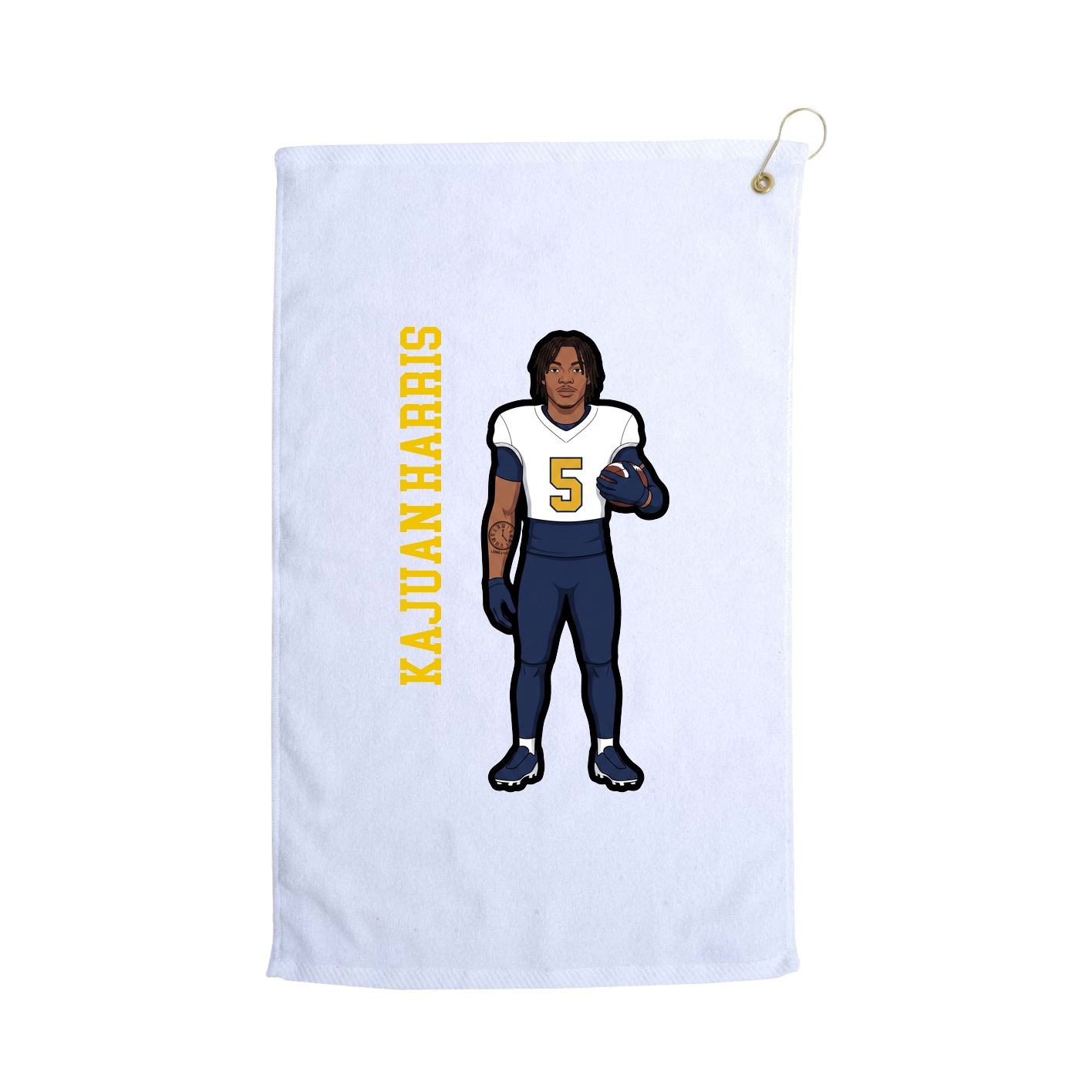 Golf Towel — Name Vertical in White