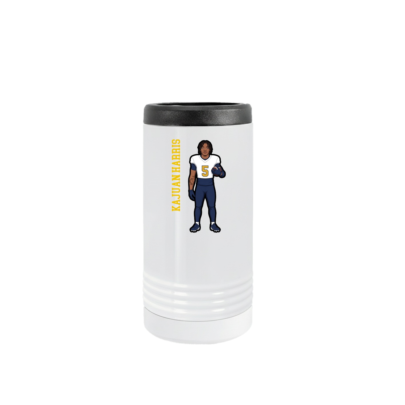 Slim Beverage Holder — Name Vertical in White