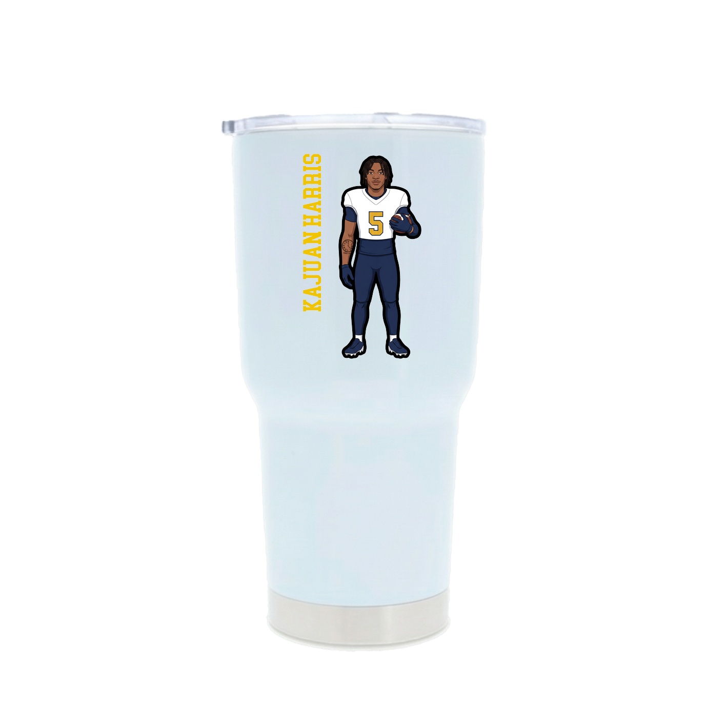 30oz Stainless Steel Tumbler — Name Vertical in White