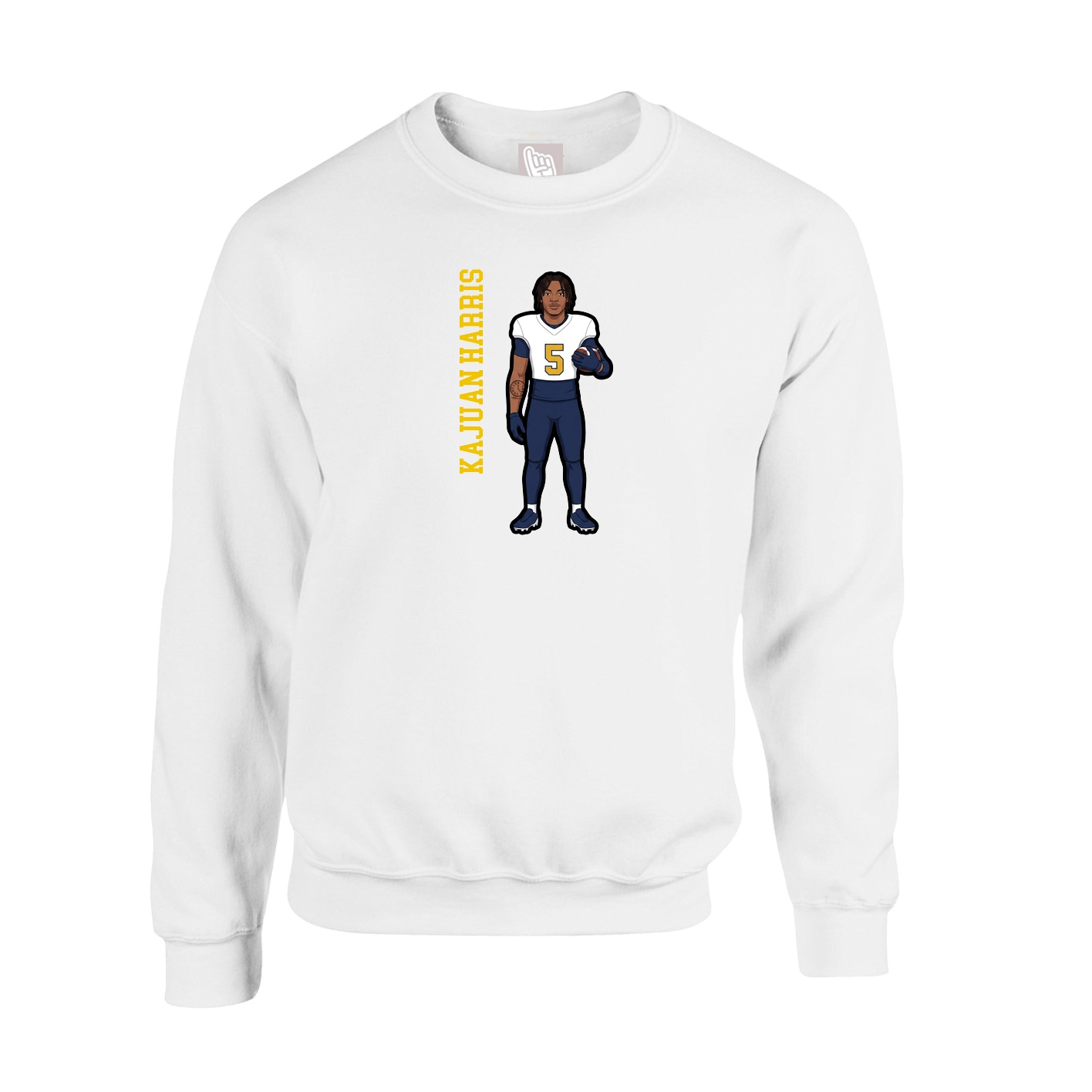 Fleece Crew — Name Vertical in White