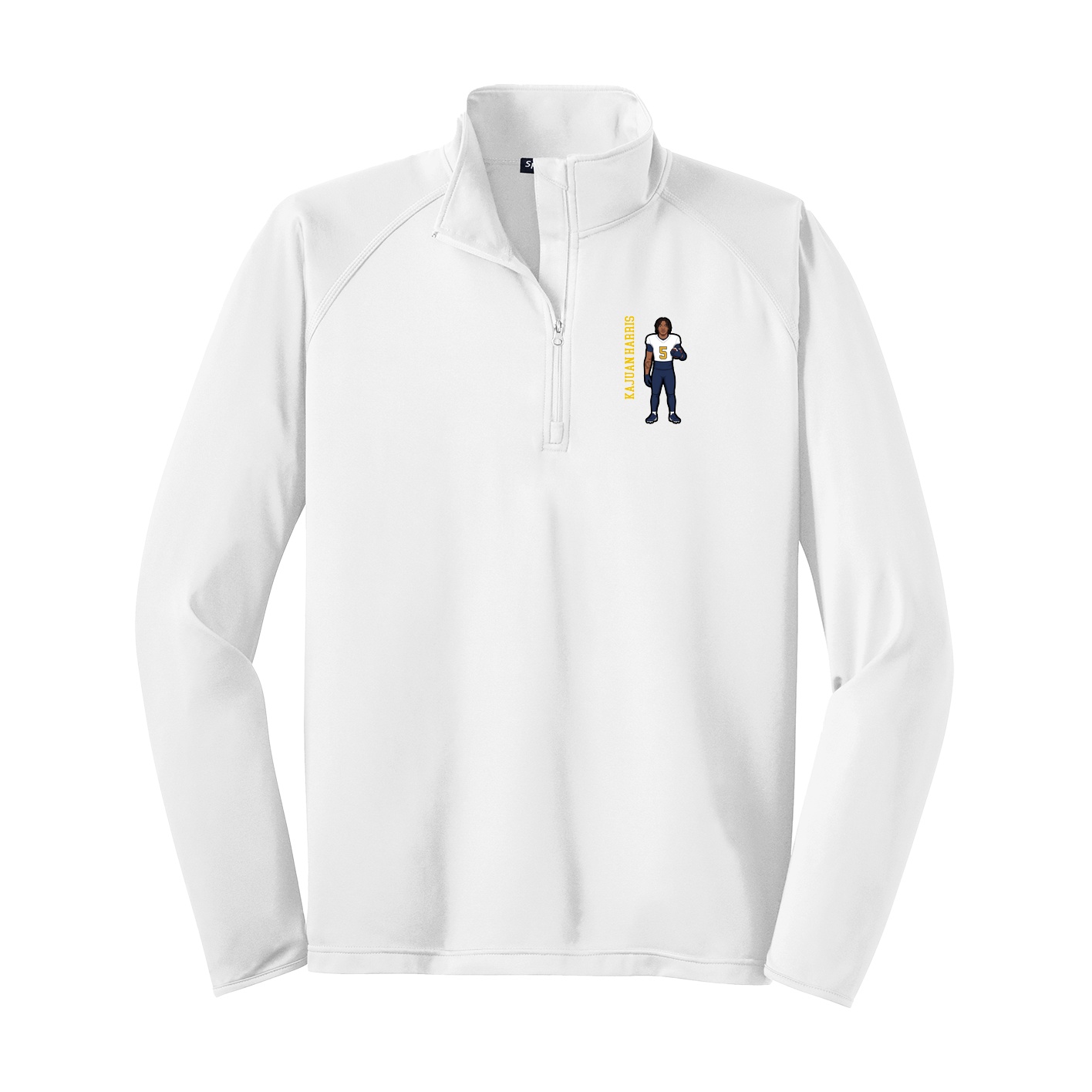 Q-Zip Pullover — Name Vertical in White