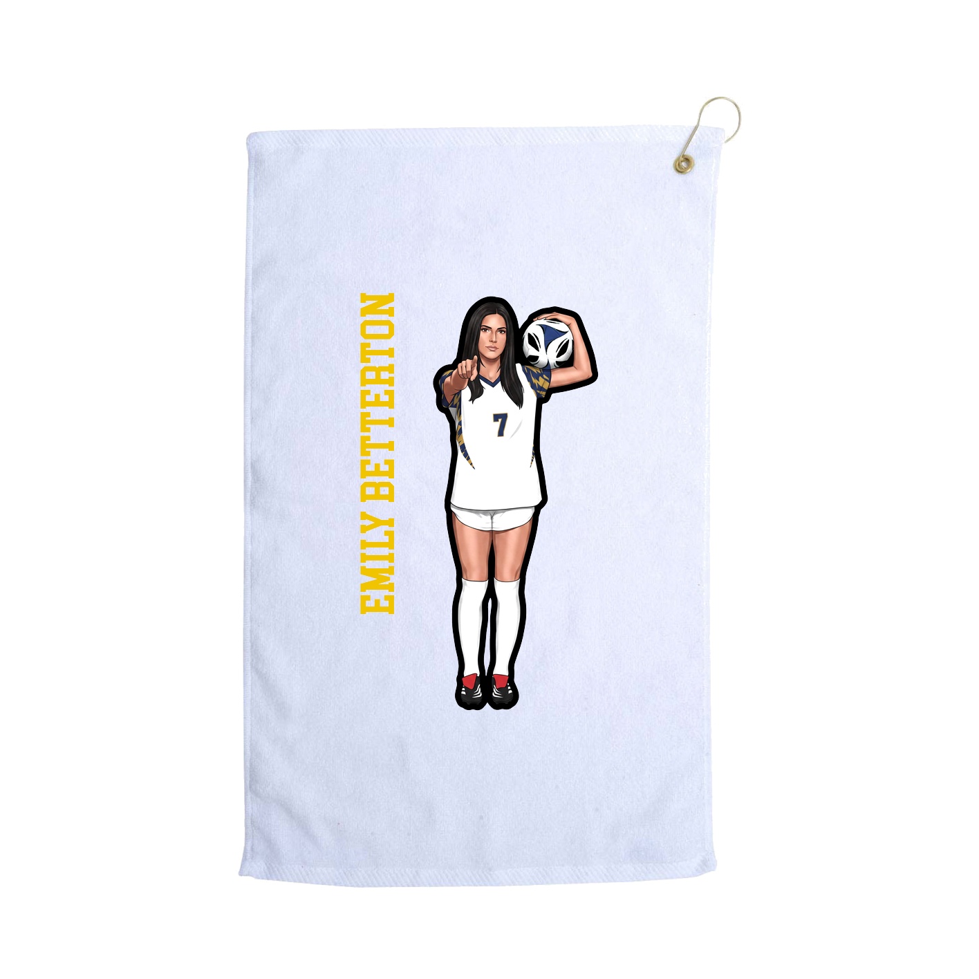 Golf Towel — Name Vertical in White