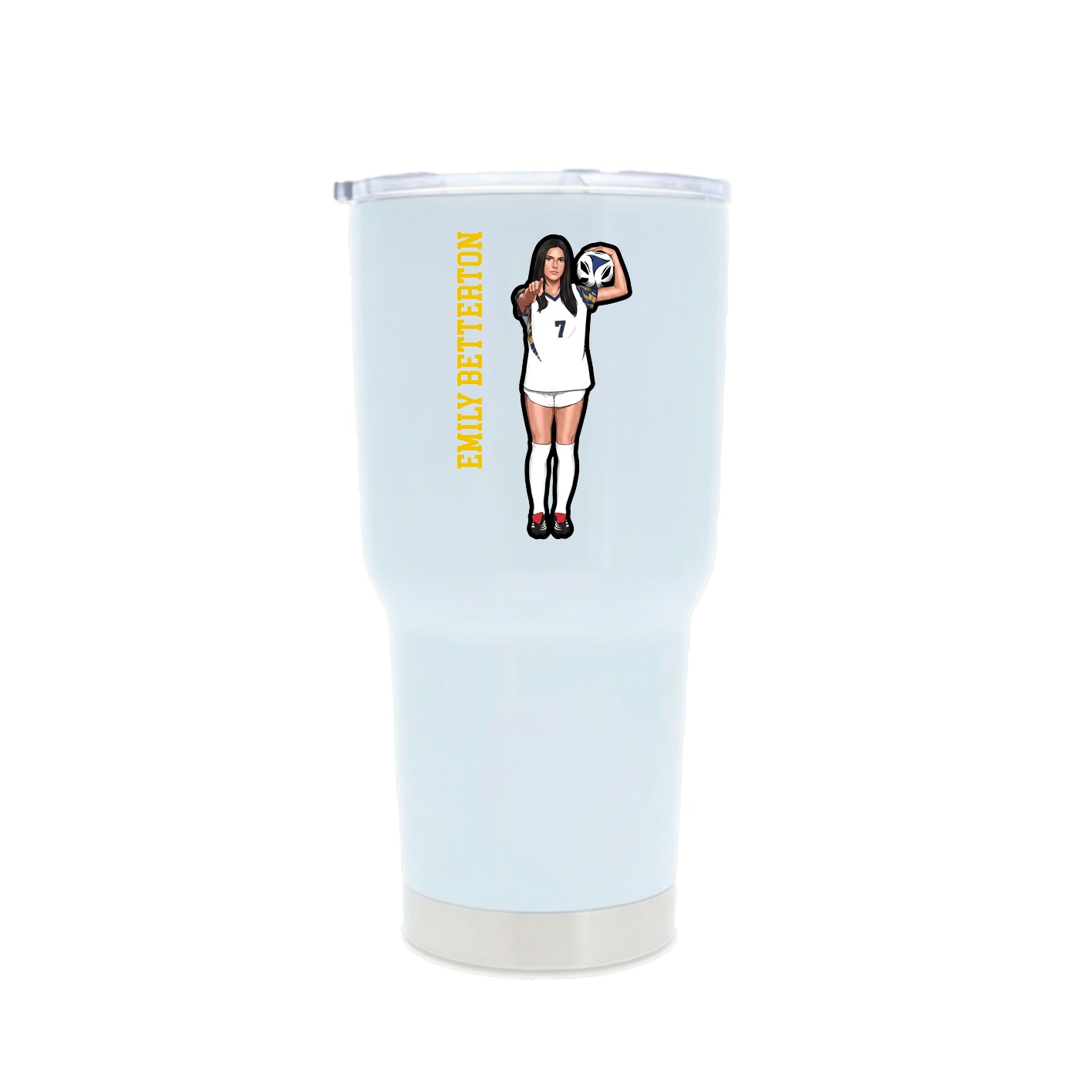 30oz Stainless Steel Tumbler — Name Vertical in White
