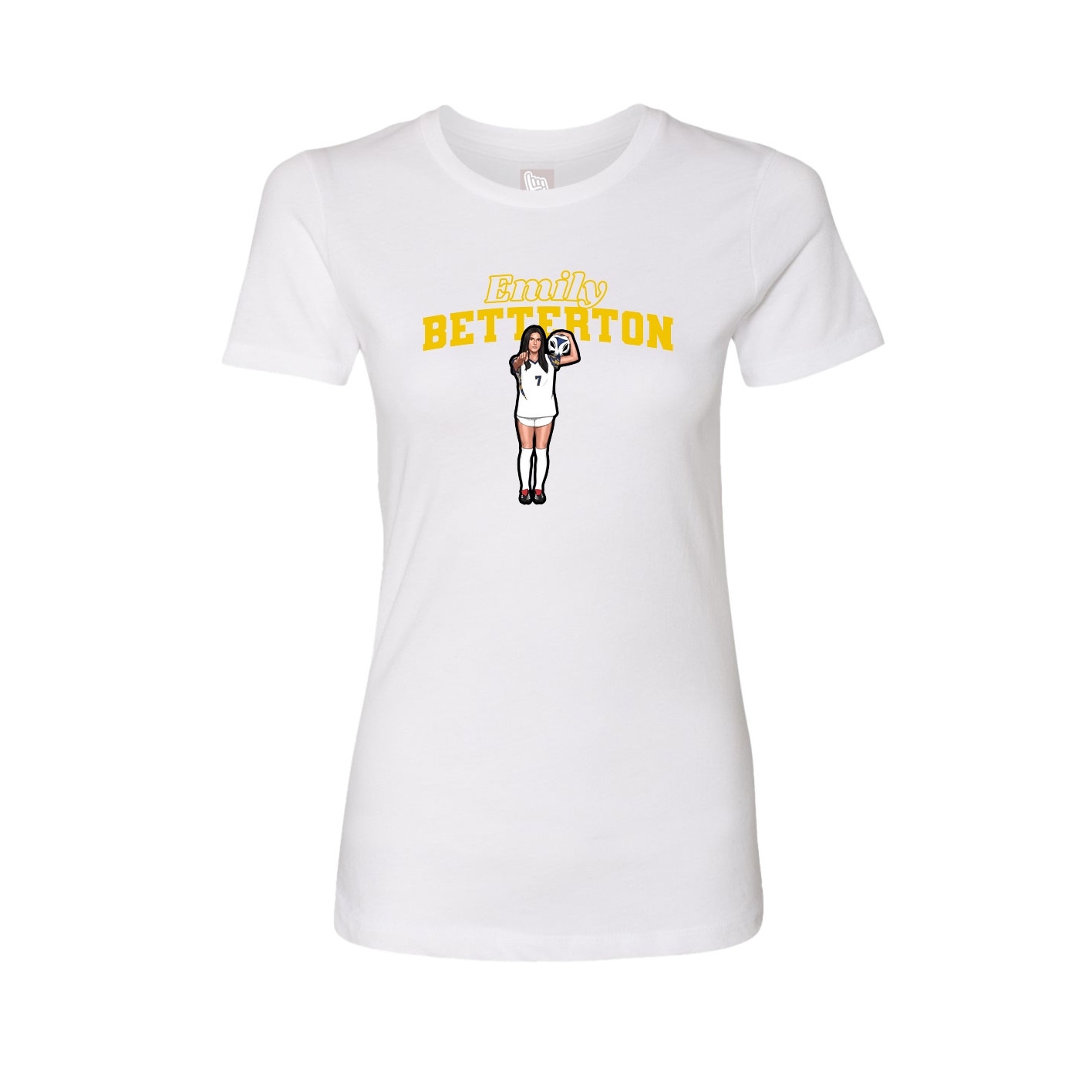 Fitted Women's Tee — Name Arch in White