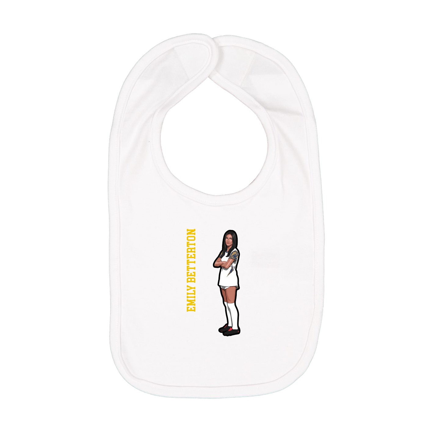 Infant Bib — Name Vertical in White