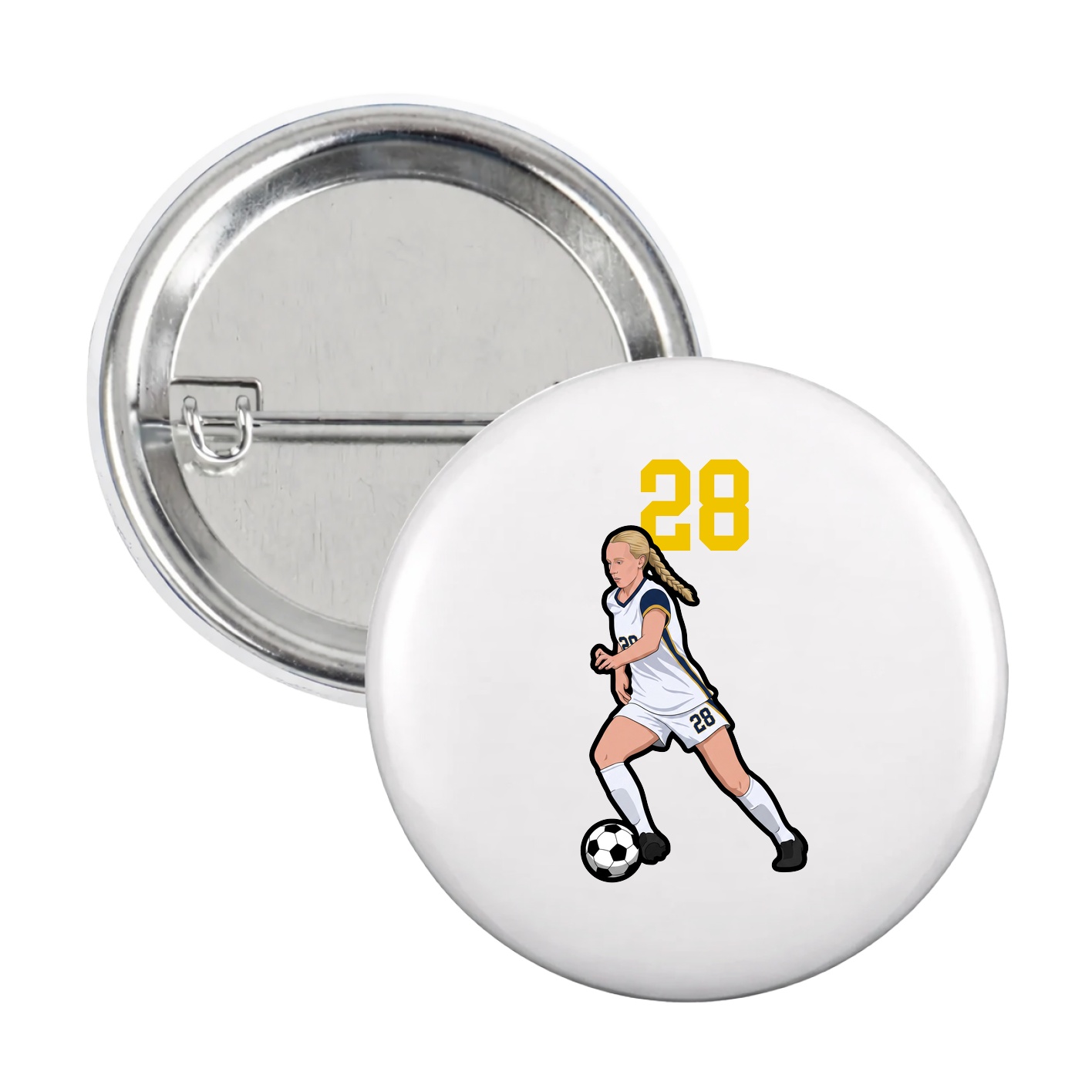 Game Day Button — Number Top in White