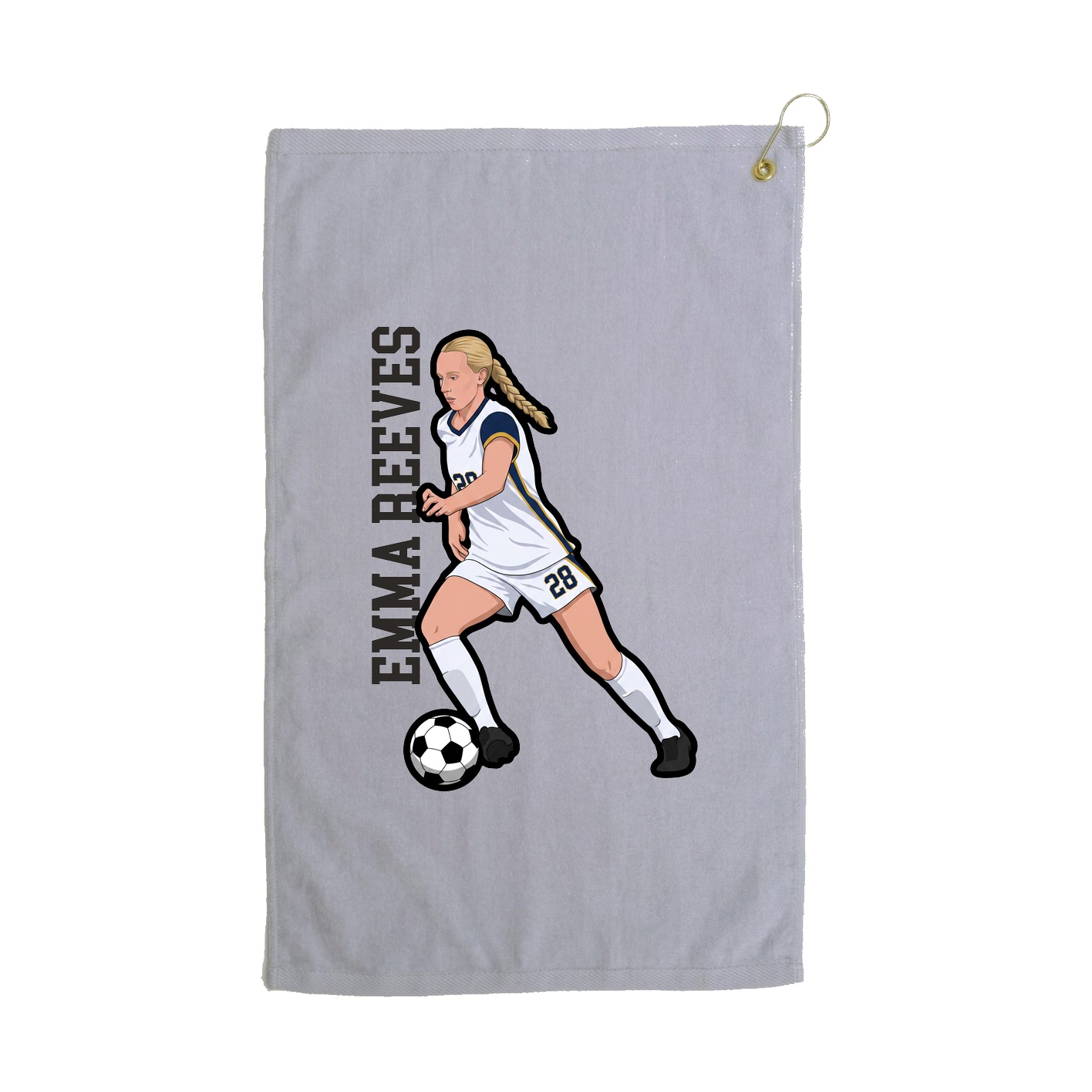 Golf Towel — Name Vertical in Grey