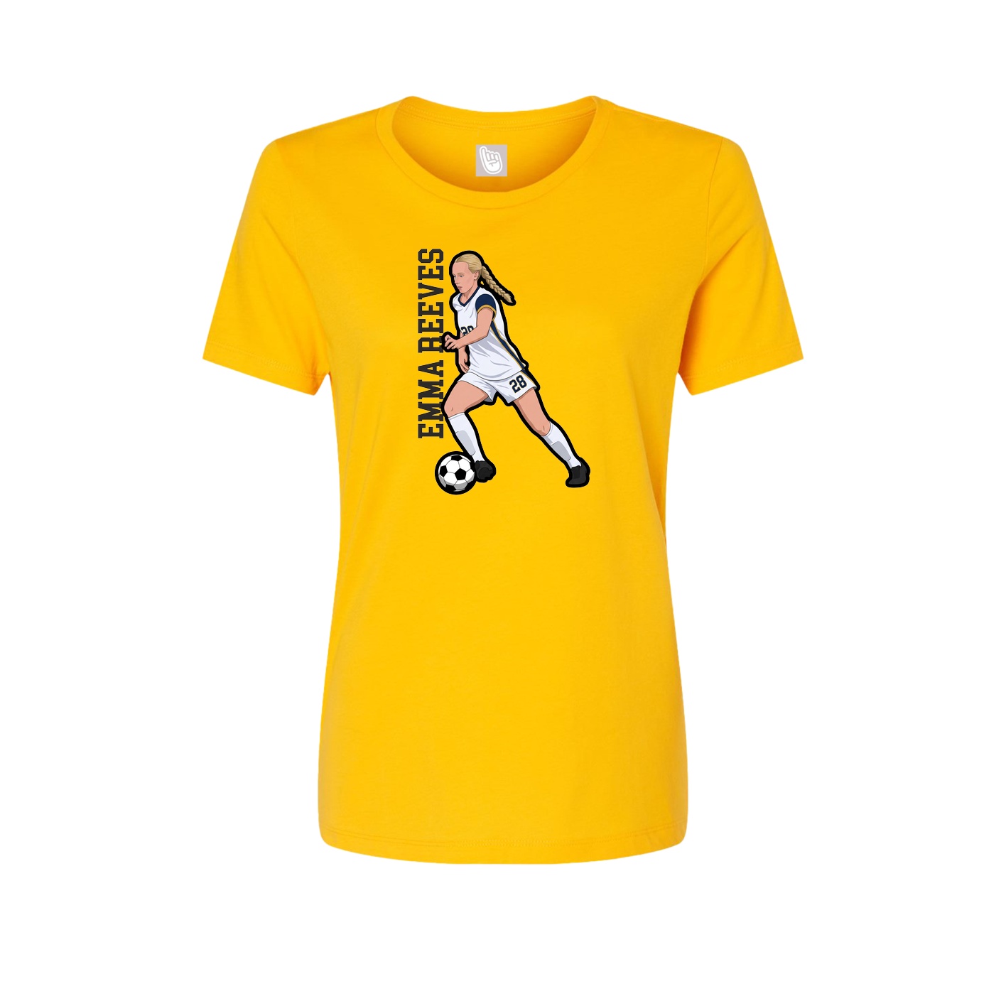 Fitted Women's Tee — Name Vertical in Gold