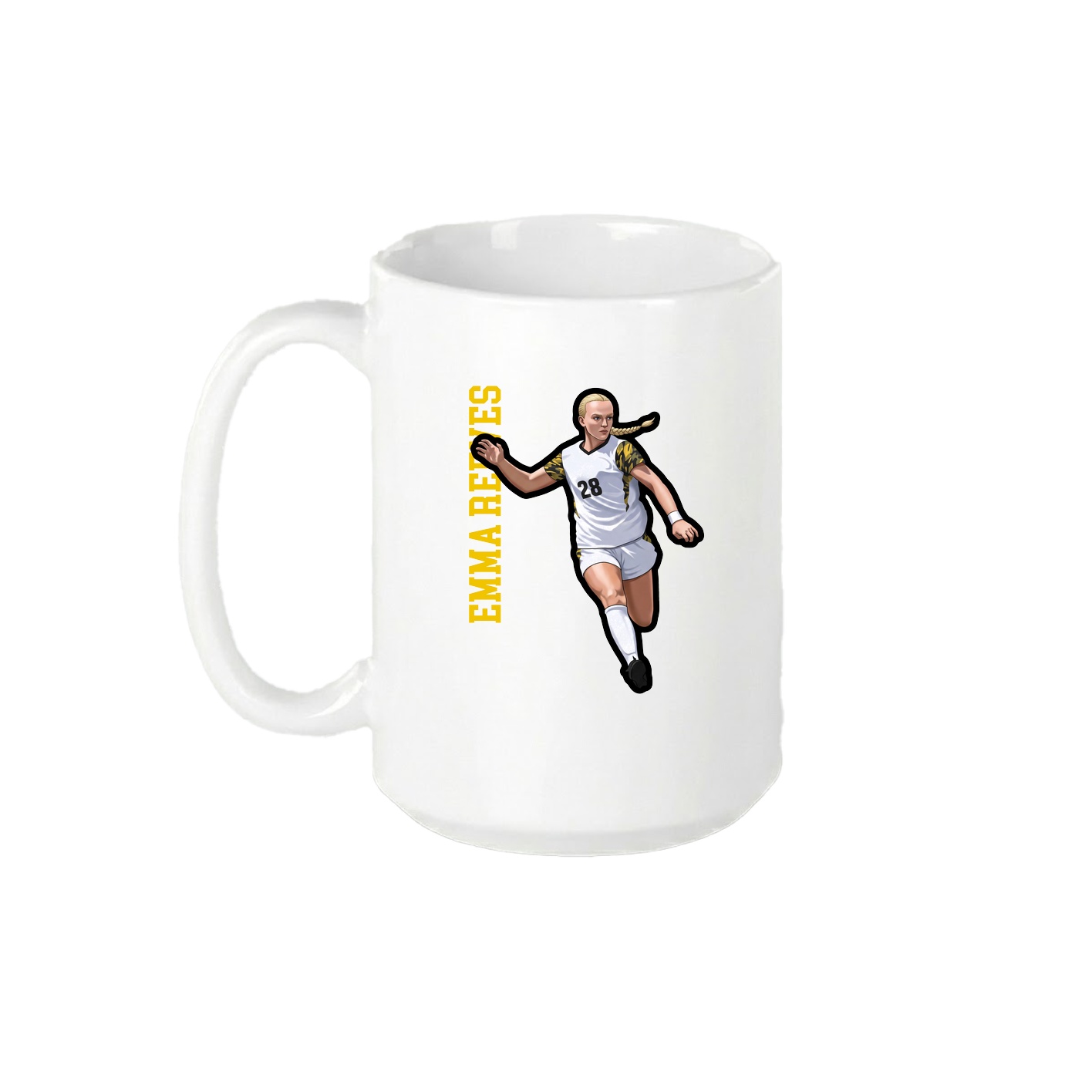 15oz Coffee Mug — Name Vertical in White