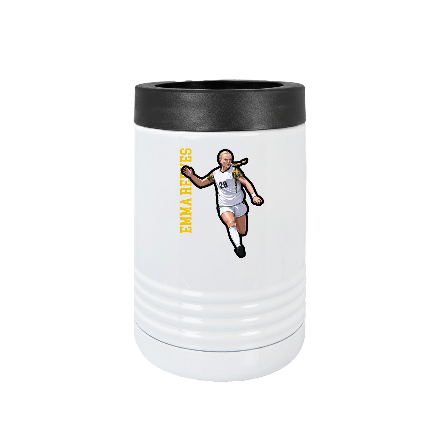 Beverage Holder — Name Vertical in White