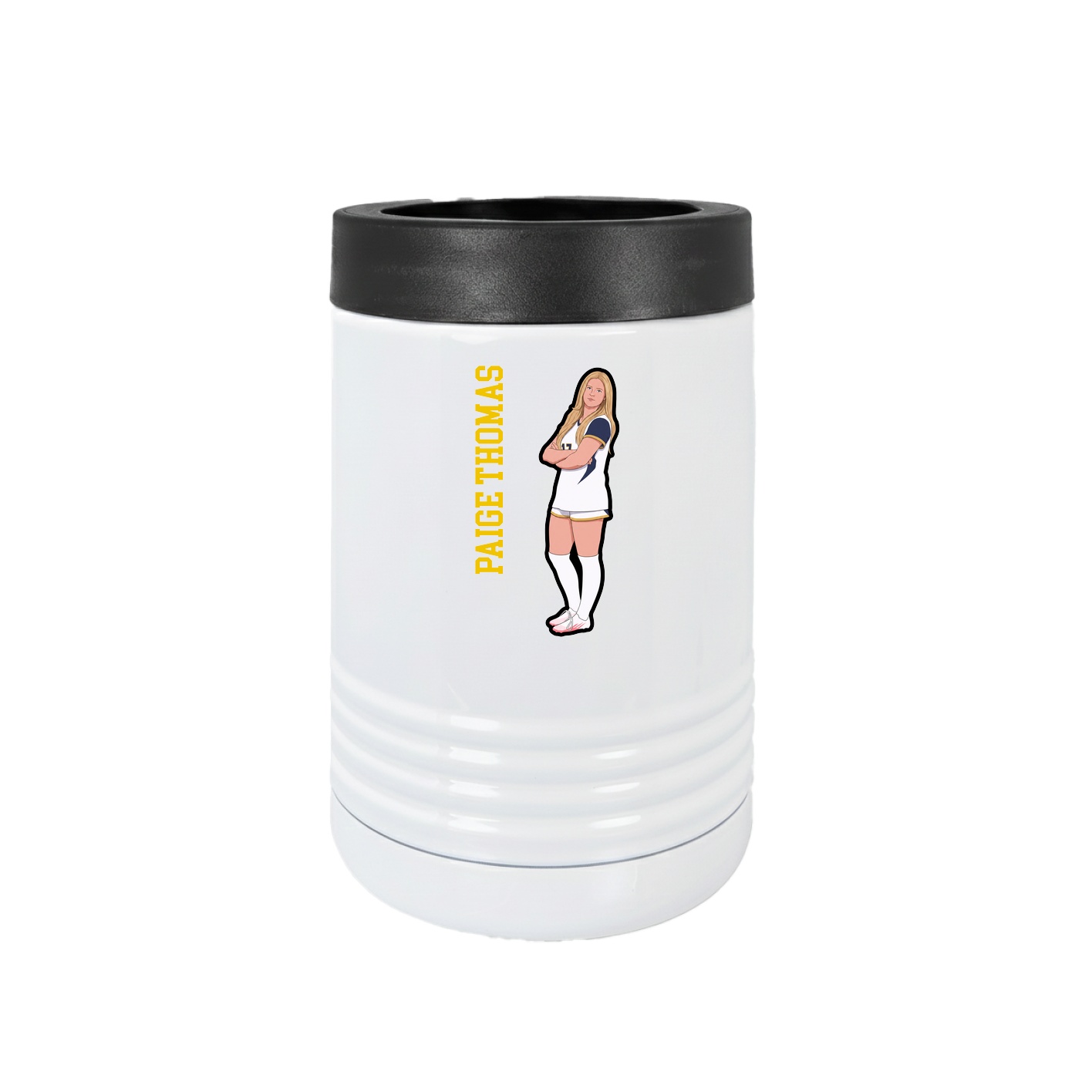 Beverage Holder — Name Vertical in White