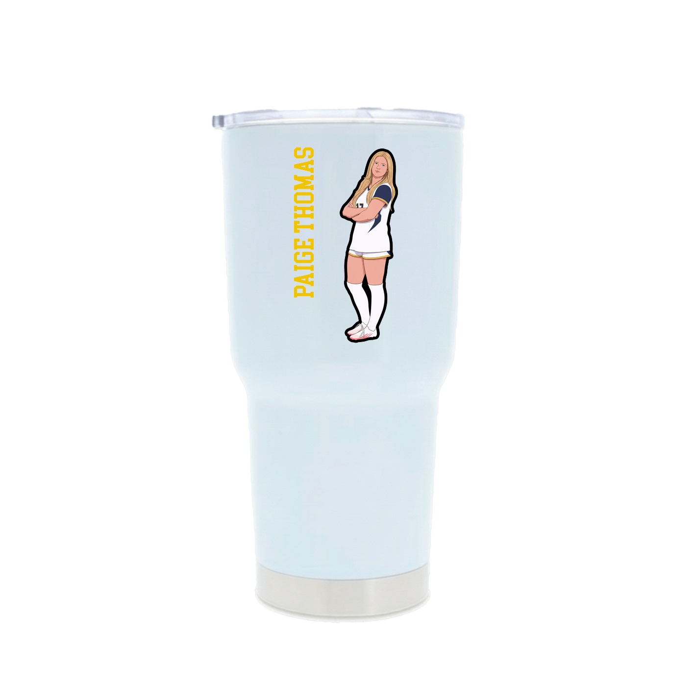 30oz Stainless Steel Tumbler — Name Vertical in White