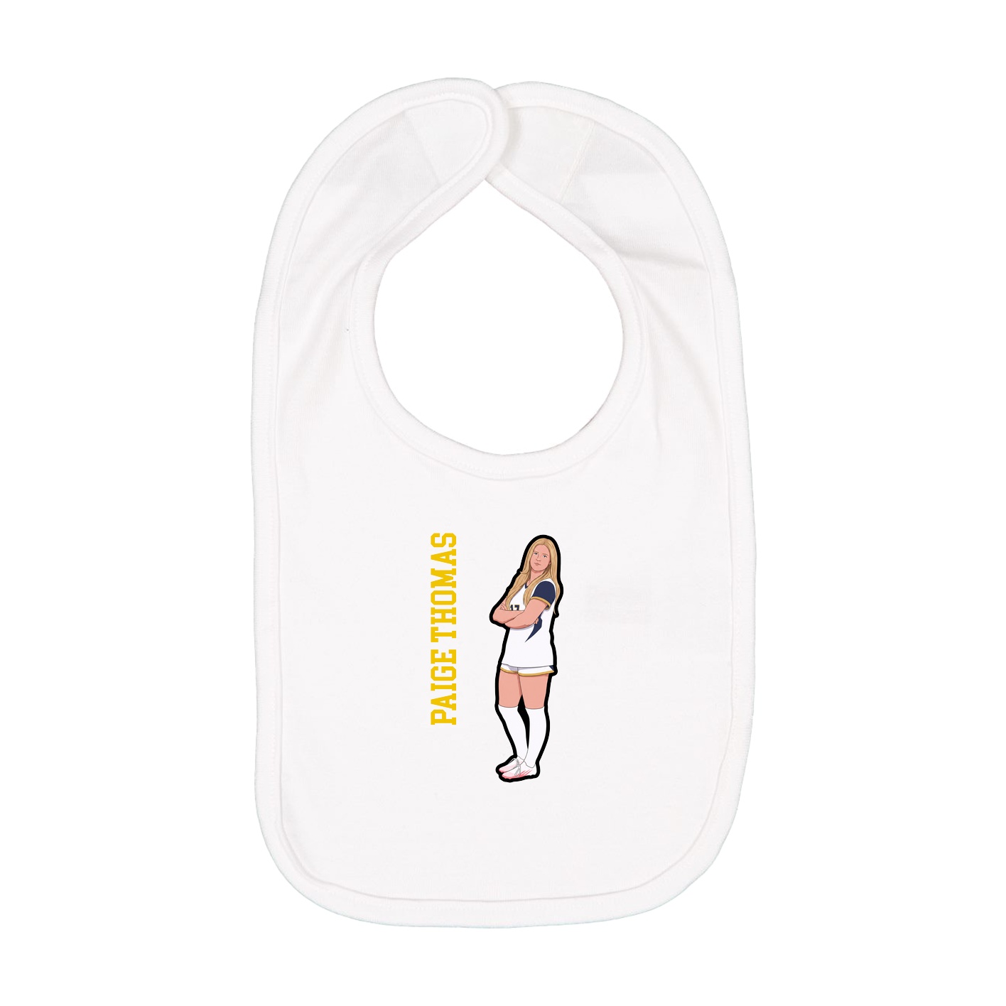 Infant Bib — Name Vertical in White