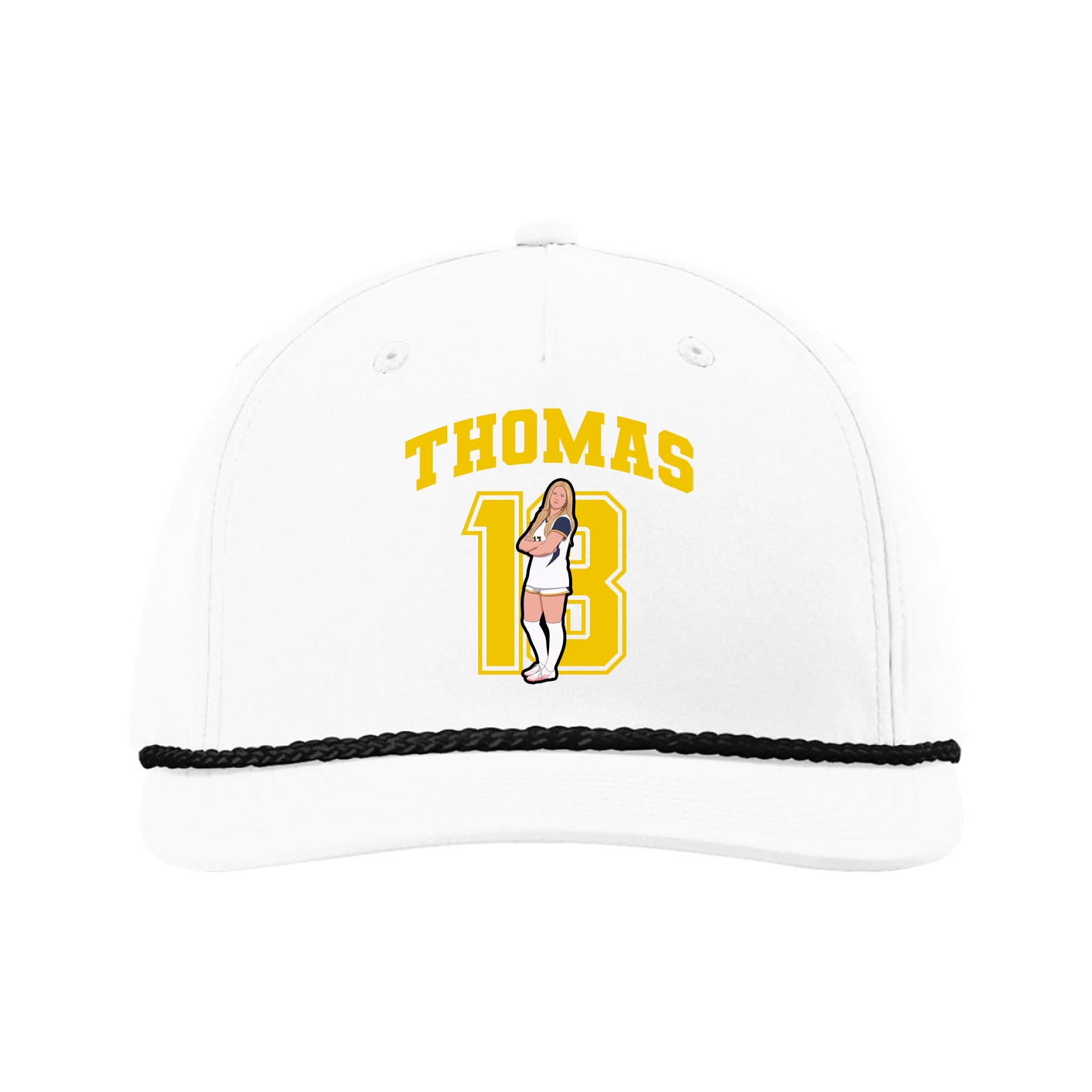 Five-Panel Classic Rope Cap — Number in White