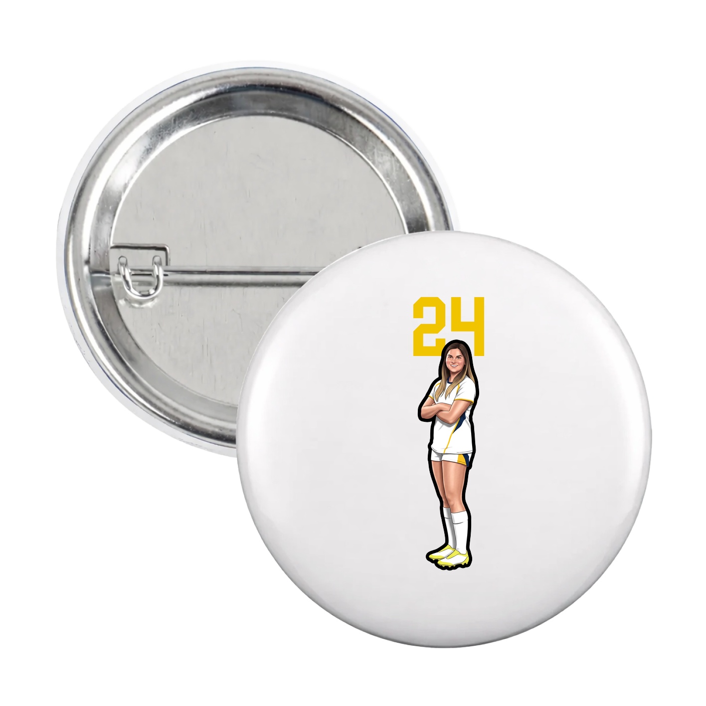 Game Day Button — Number Top in White