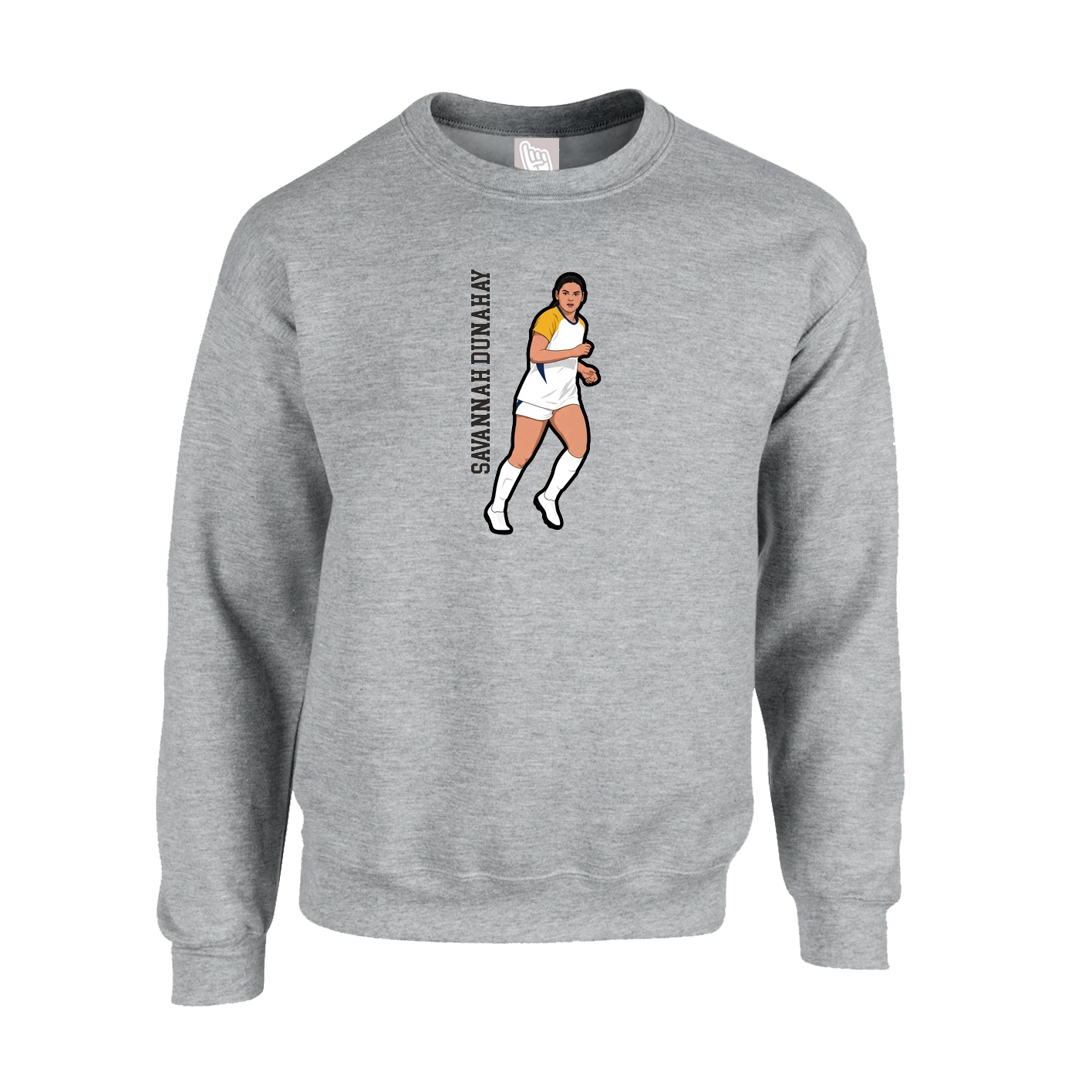 Fleece Crew — Name Vertical in Grey