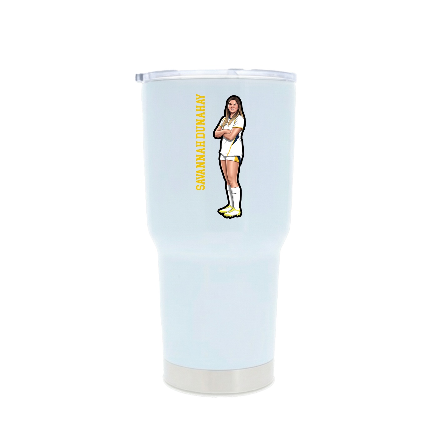 30oz Stainless Steel Tumbler — Name Vertical in White