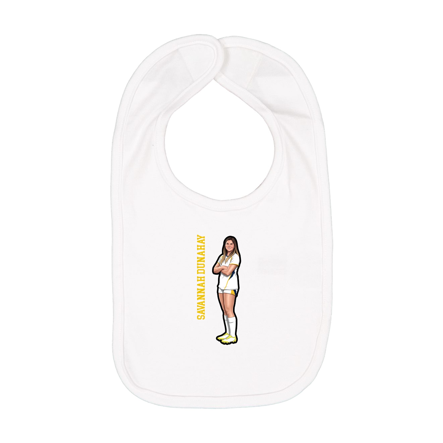 Infant Bib — Name Vertical in White