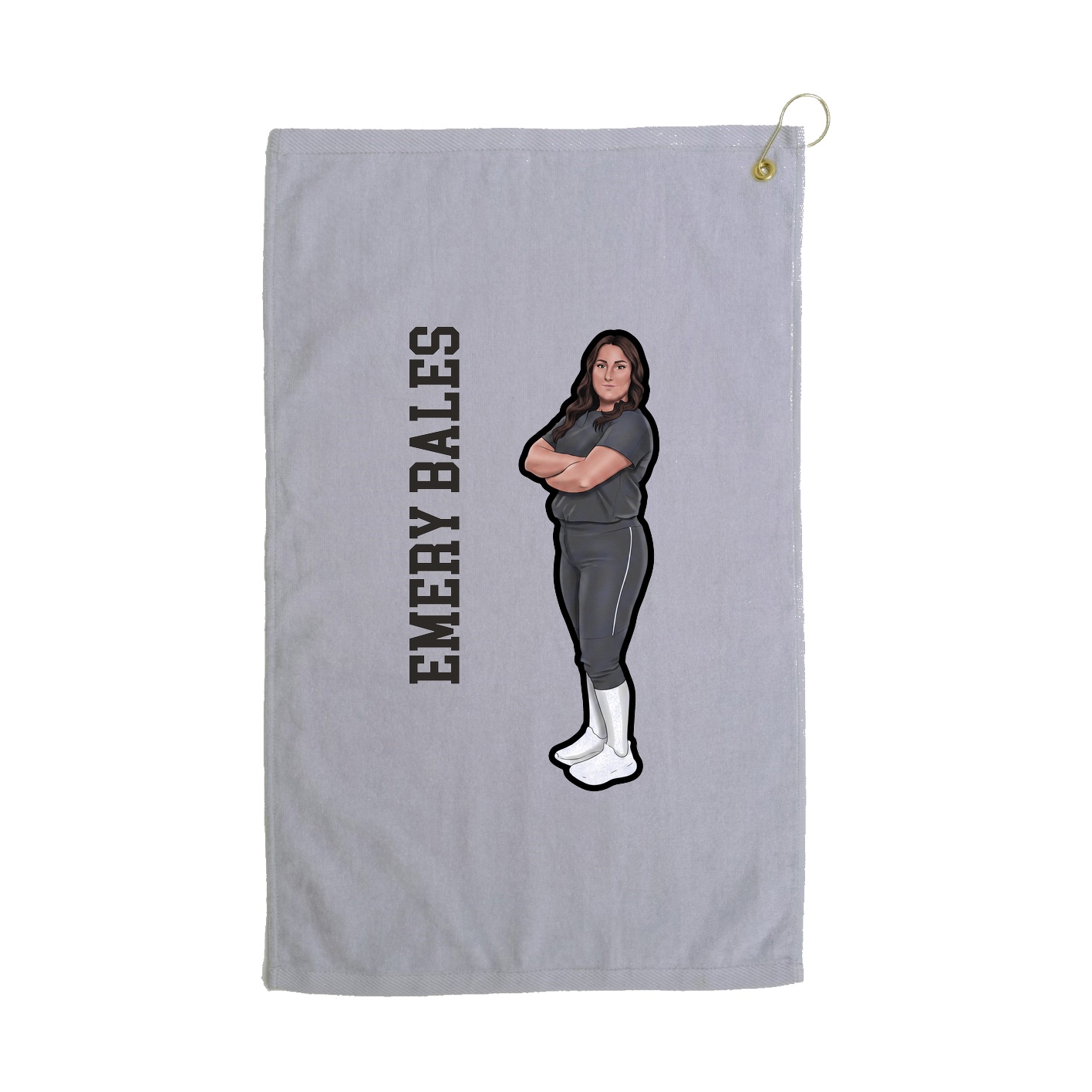 Golf Towel — Name Vertical in Grey