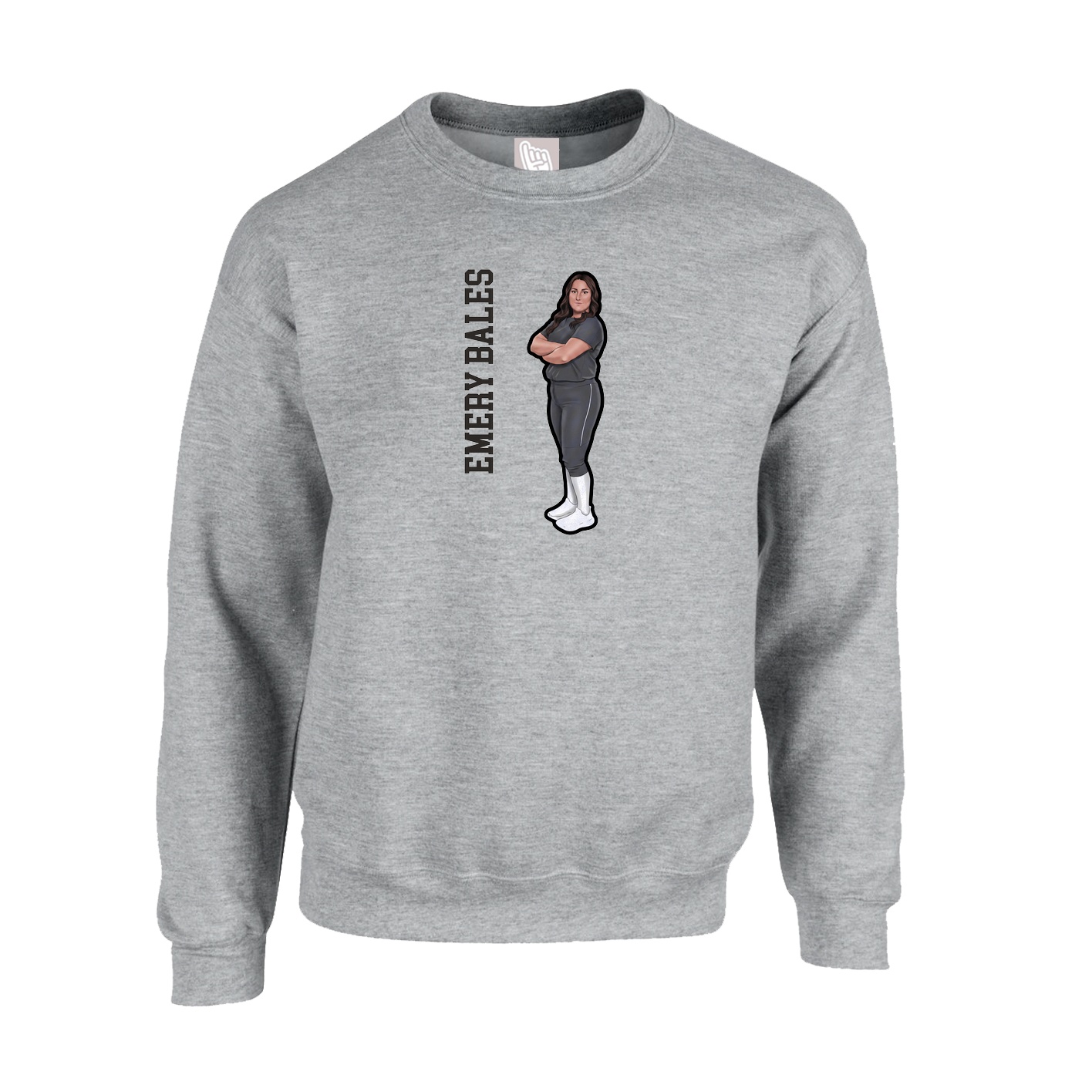 Fleece Crew — Name Vertical in Grey