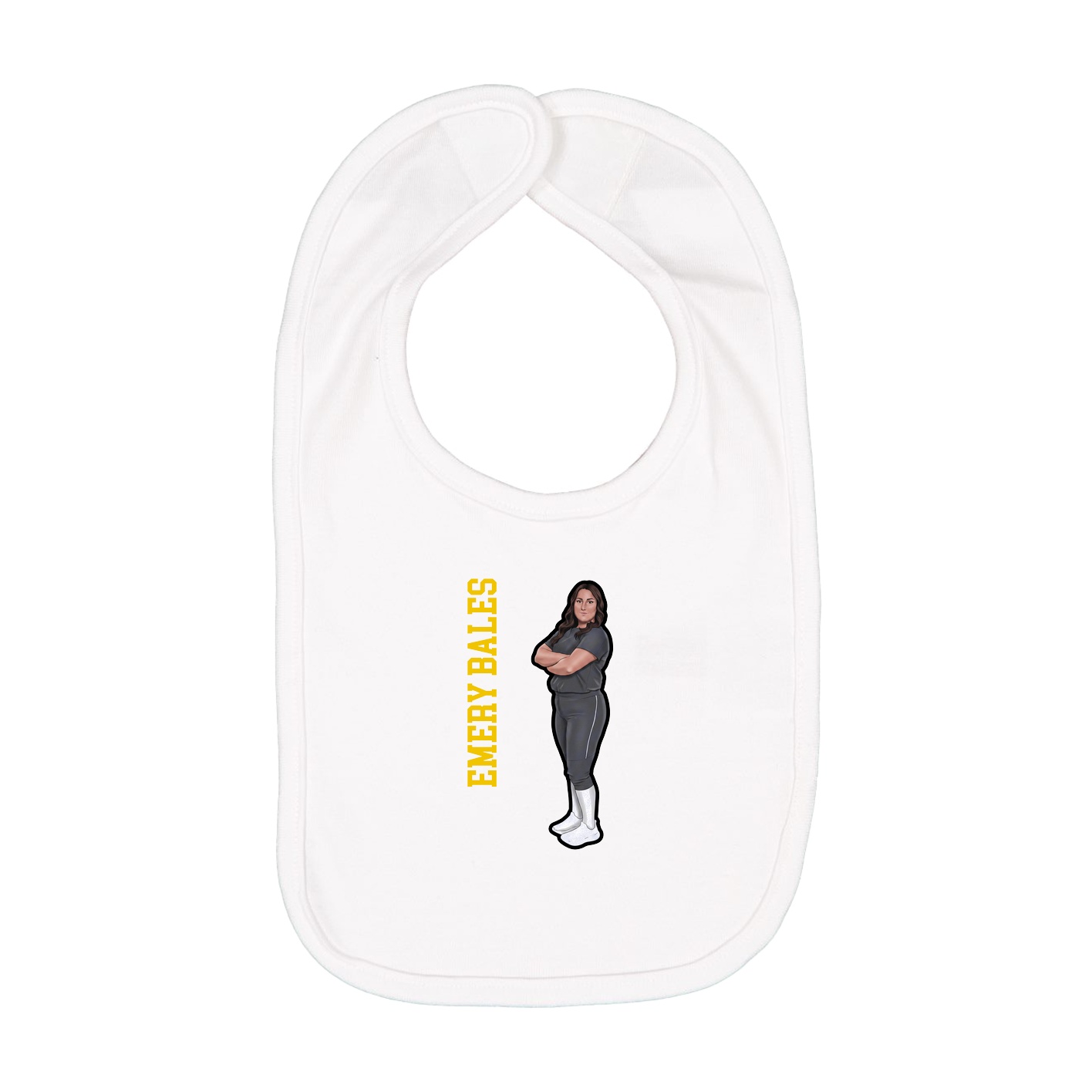 Infant Bib — Name Vertical in White