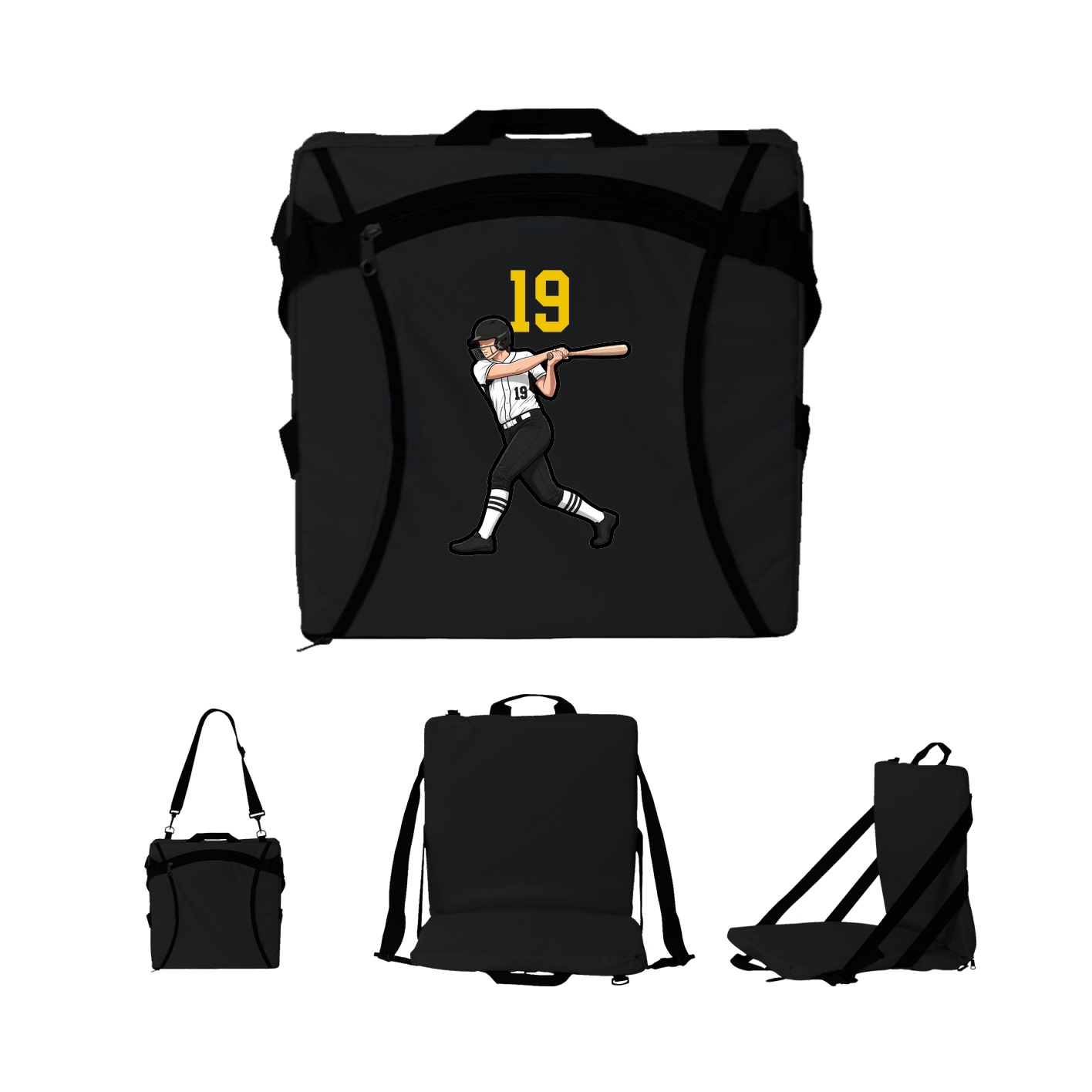 Folding Stadium Seat — Number Top in Black