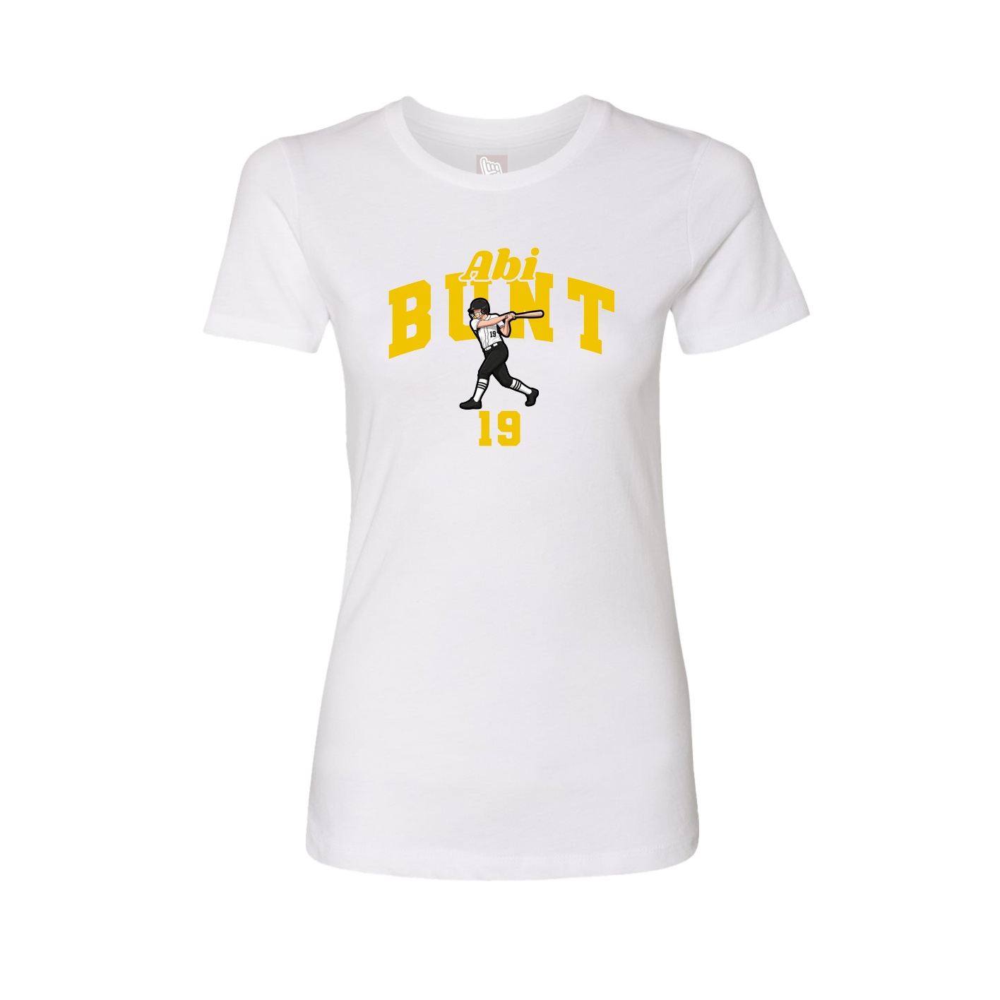 Fitted Women's Tee — Signature Arch in White
