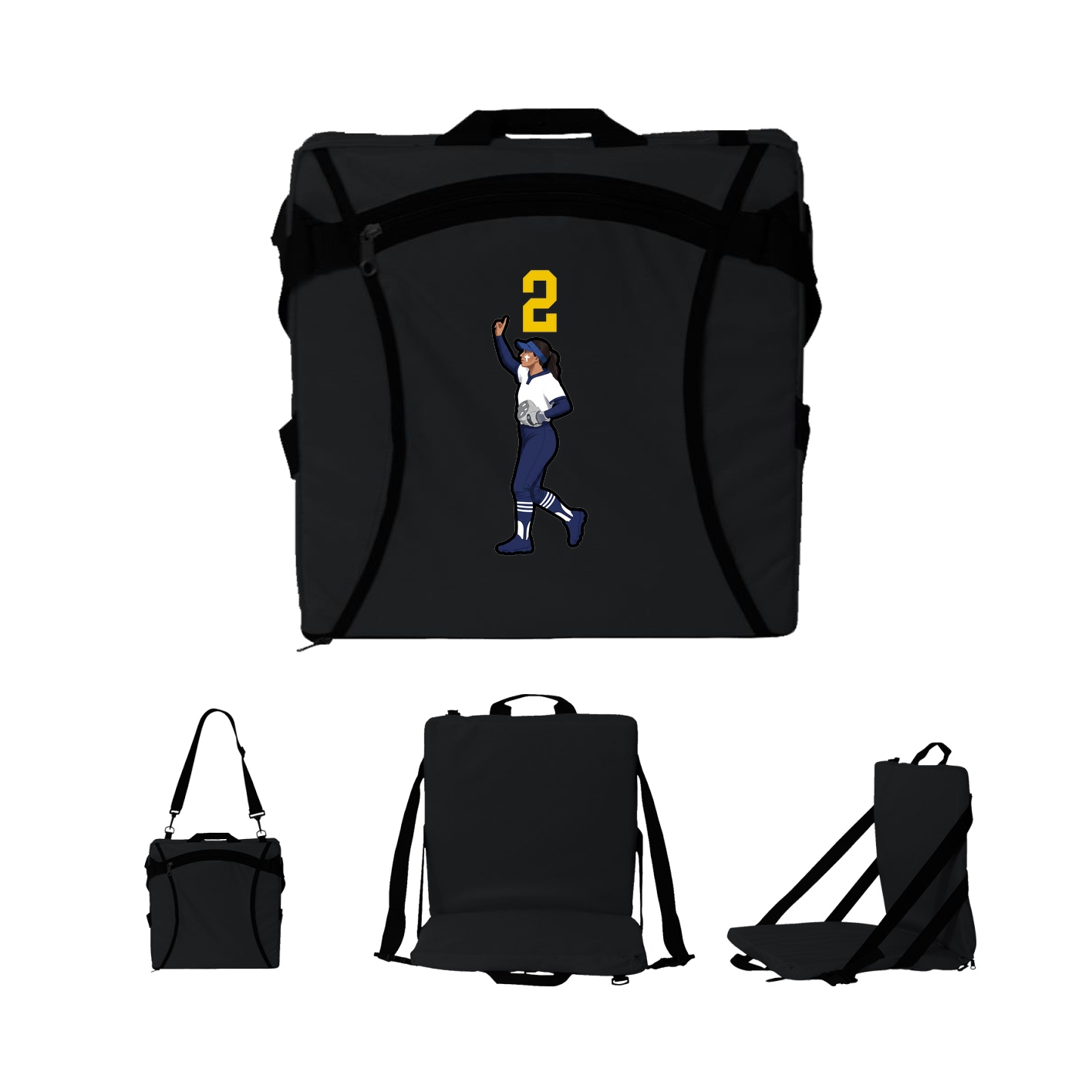 Folding Stadium Seat — Number Top in Black
