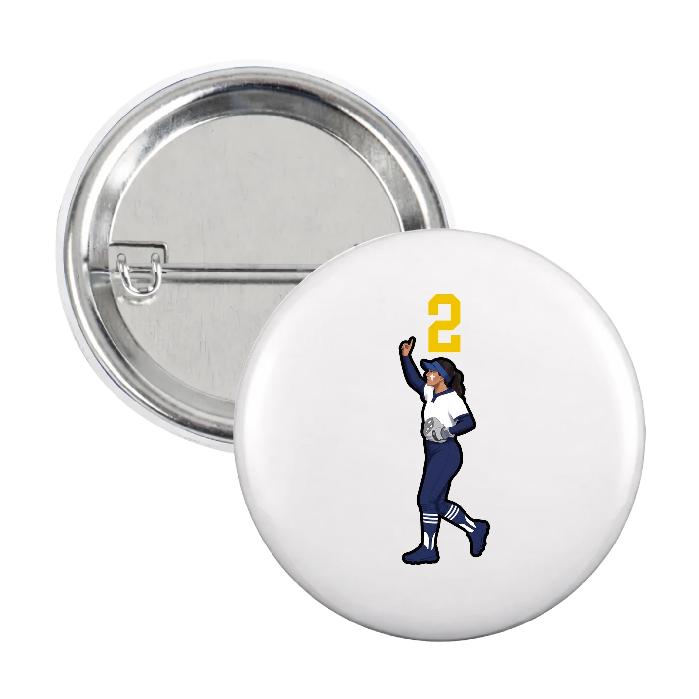 Game Day Button — Number Top in White