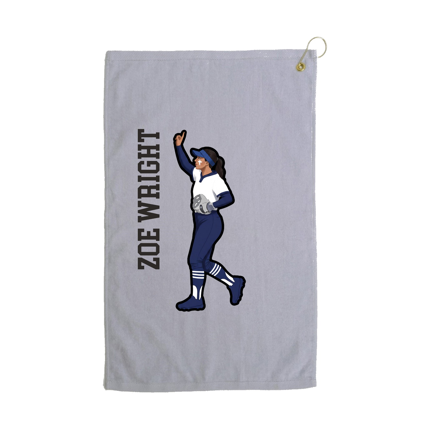 Golf Towel — Name Vertical in Grey