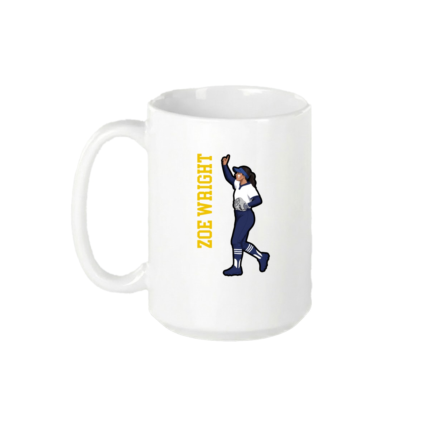 15oz Coffee Mug — Name Vertical in White