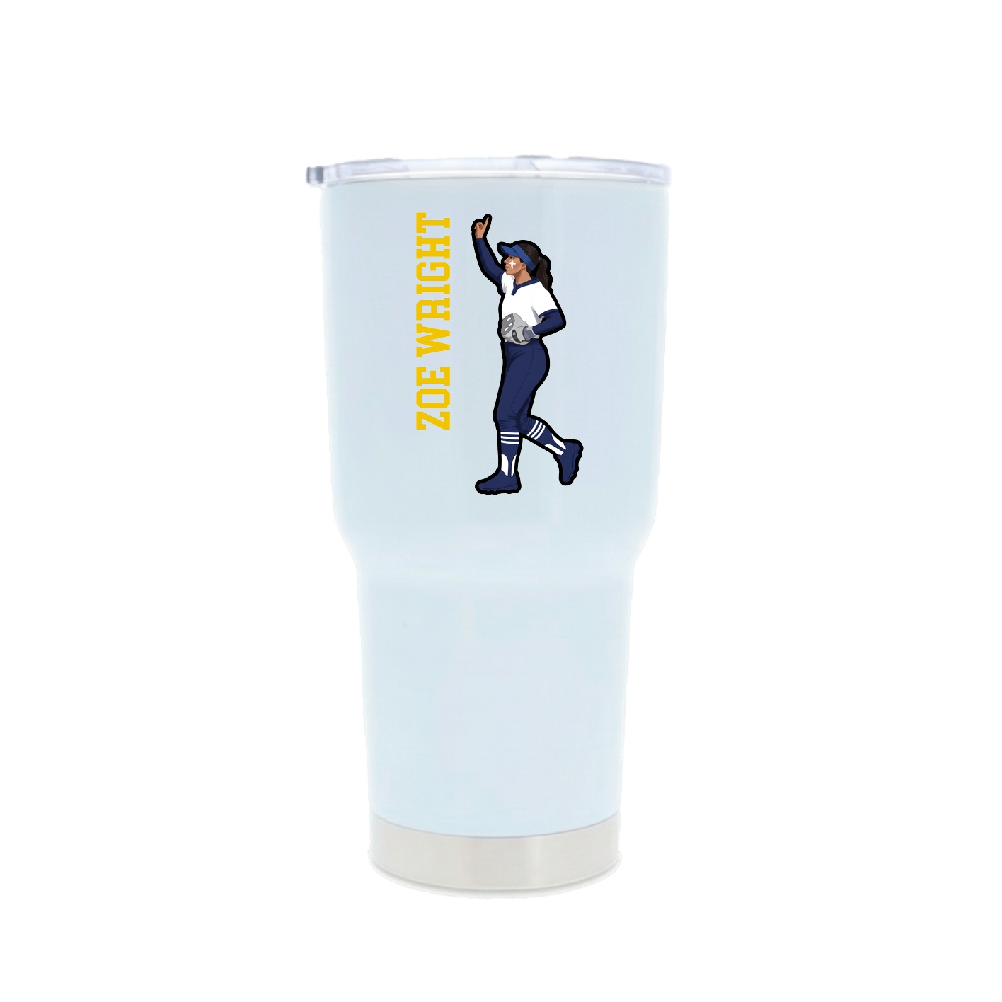 30oz Stainless Steel Tumbler — Name Vertical in White