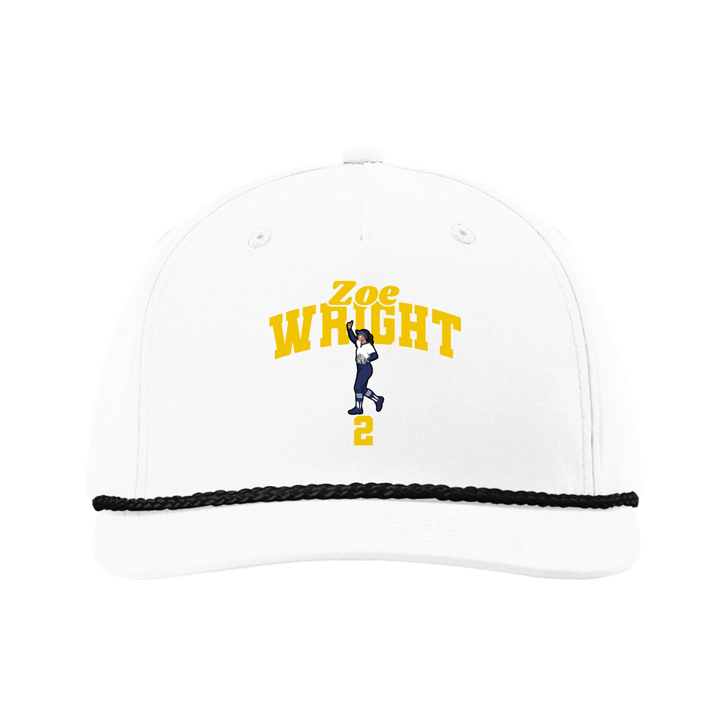 Five-Panel Classic Rope Cap — Signature Arch in White