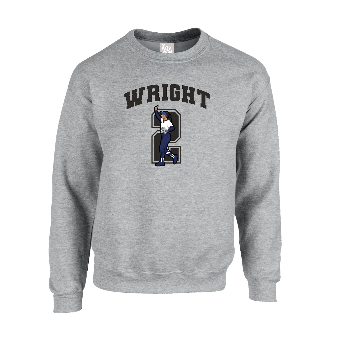Fleece Crew — Number in Grey