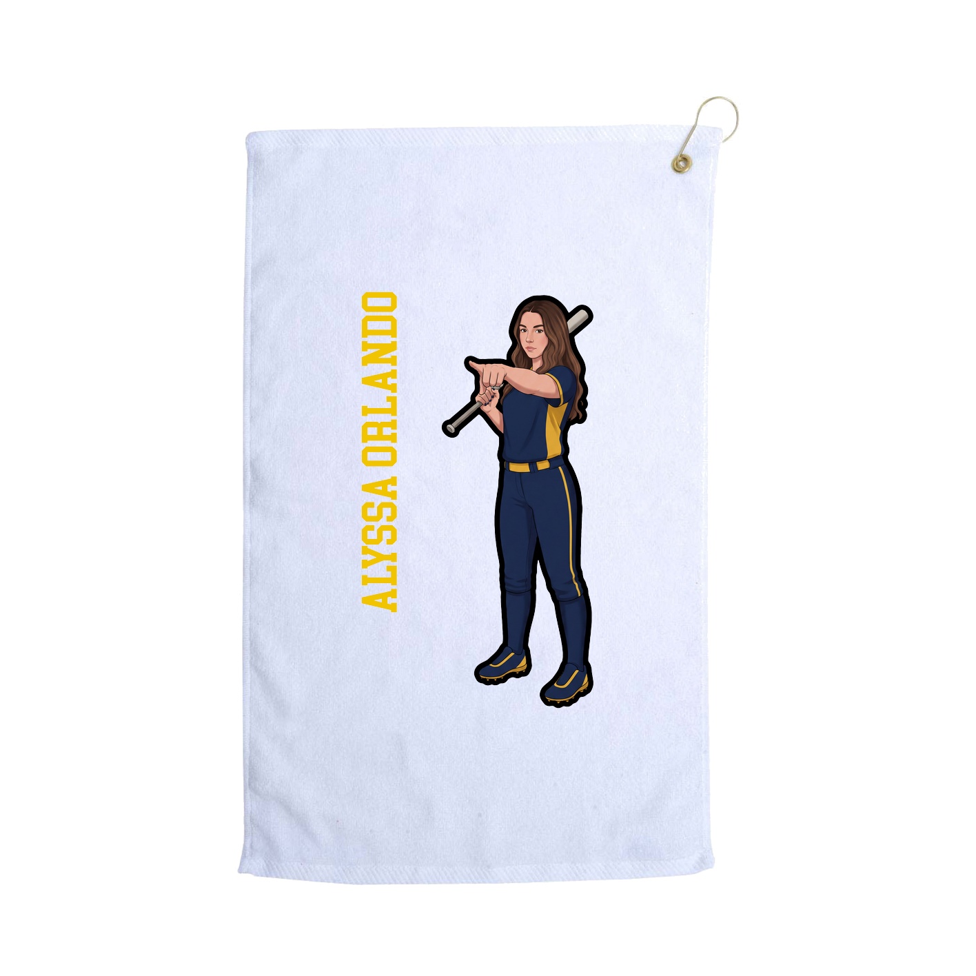 Golf Towel — Name Vertical in White