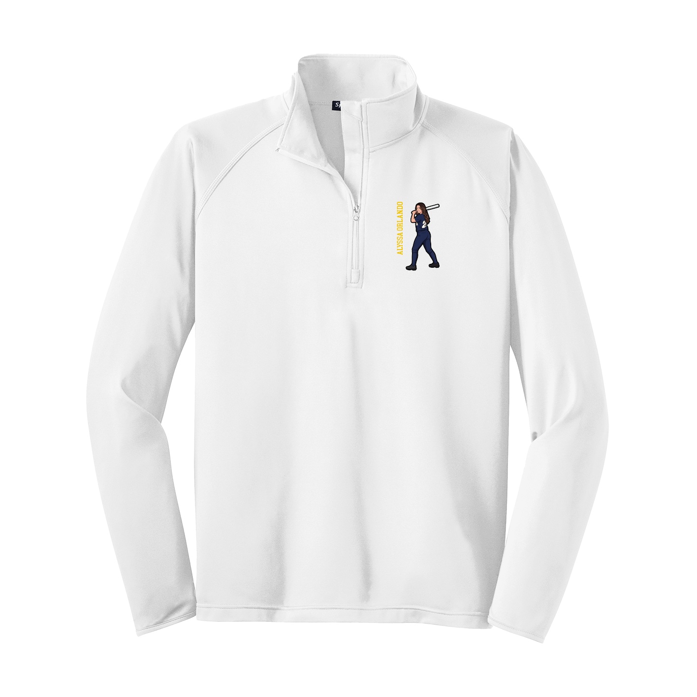 Q-Zip Pullover — Name Vertical in White